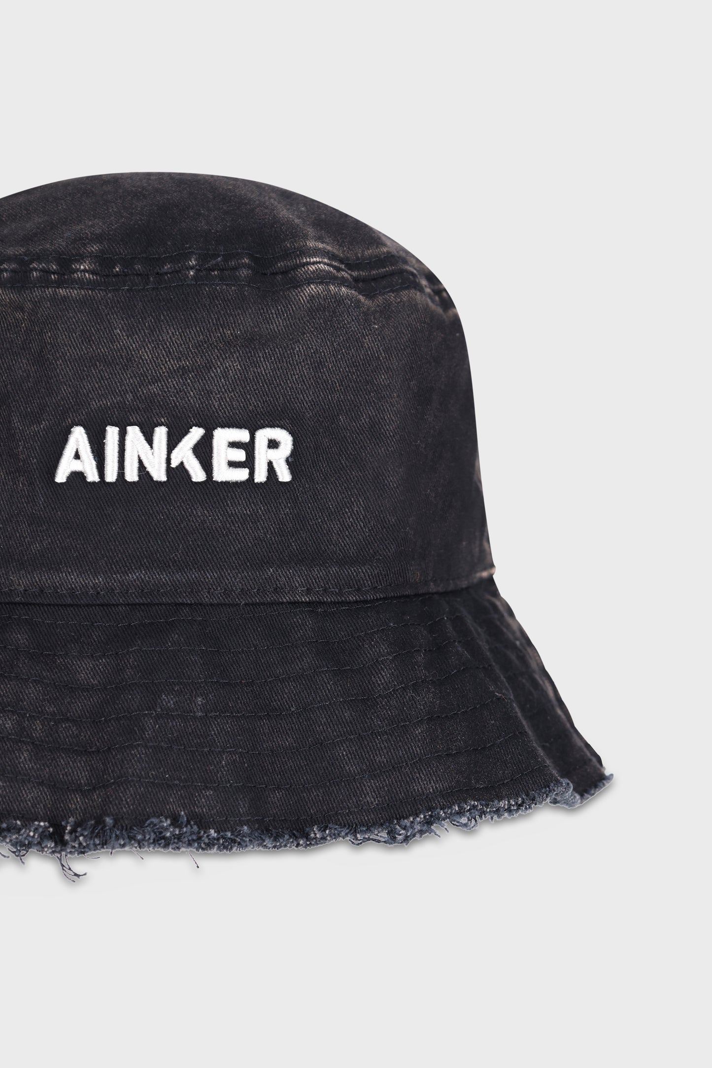 867 Wash Black Cotton Bucket Hat