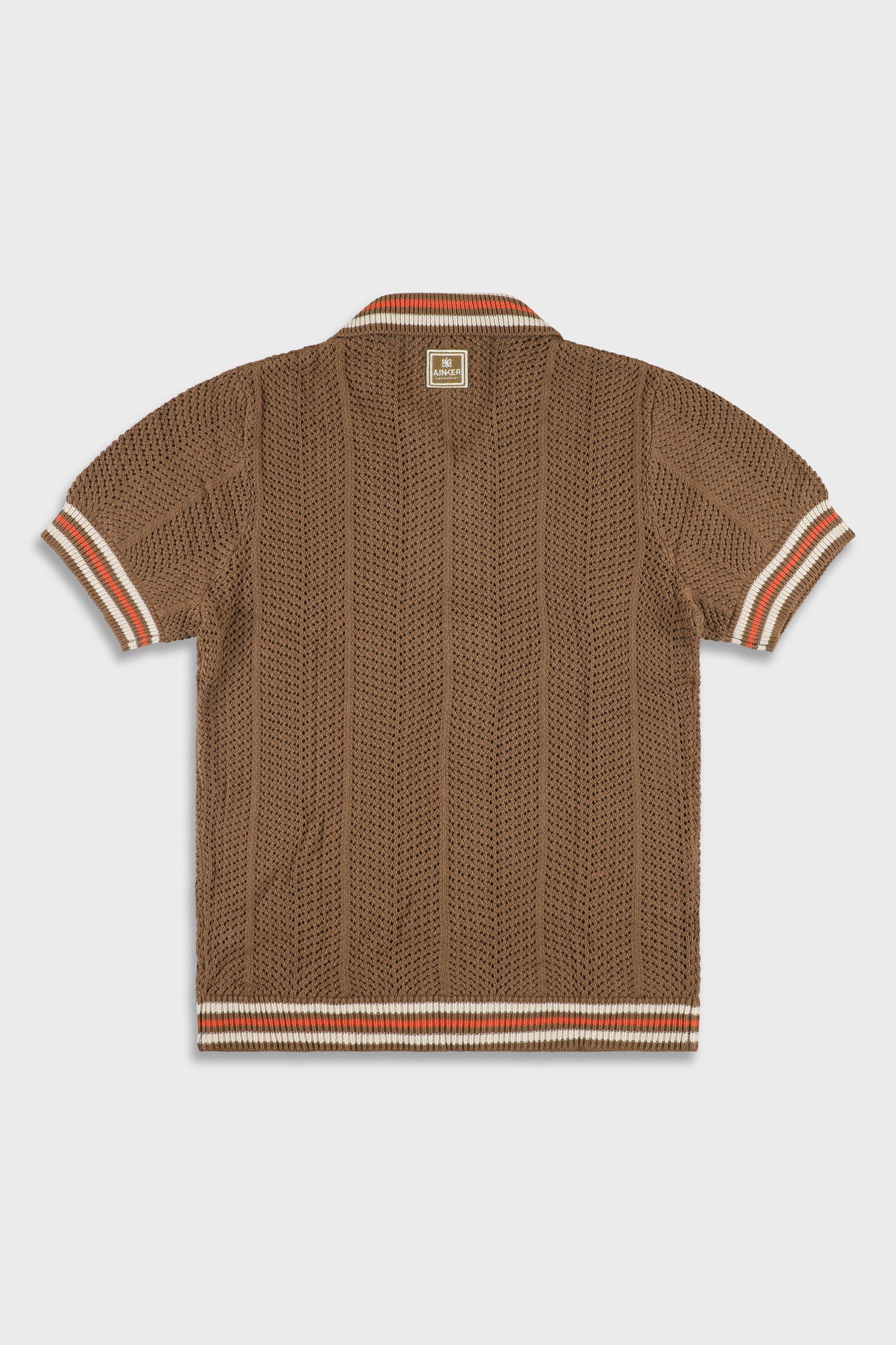 802 Brown Knit Button Shirt