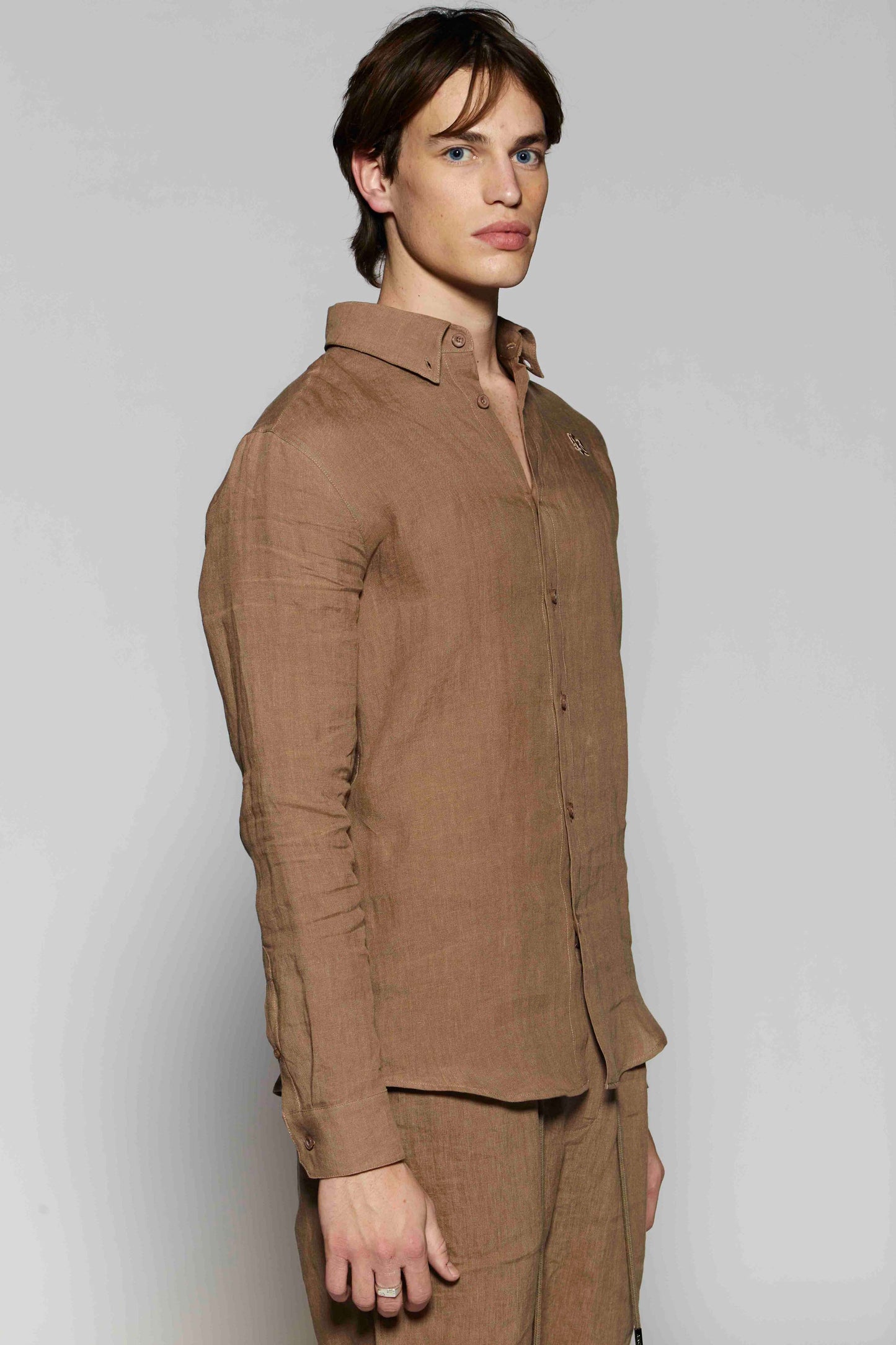 Linen Mocha 402 Button Shirt