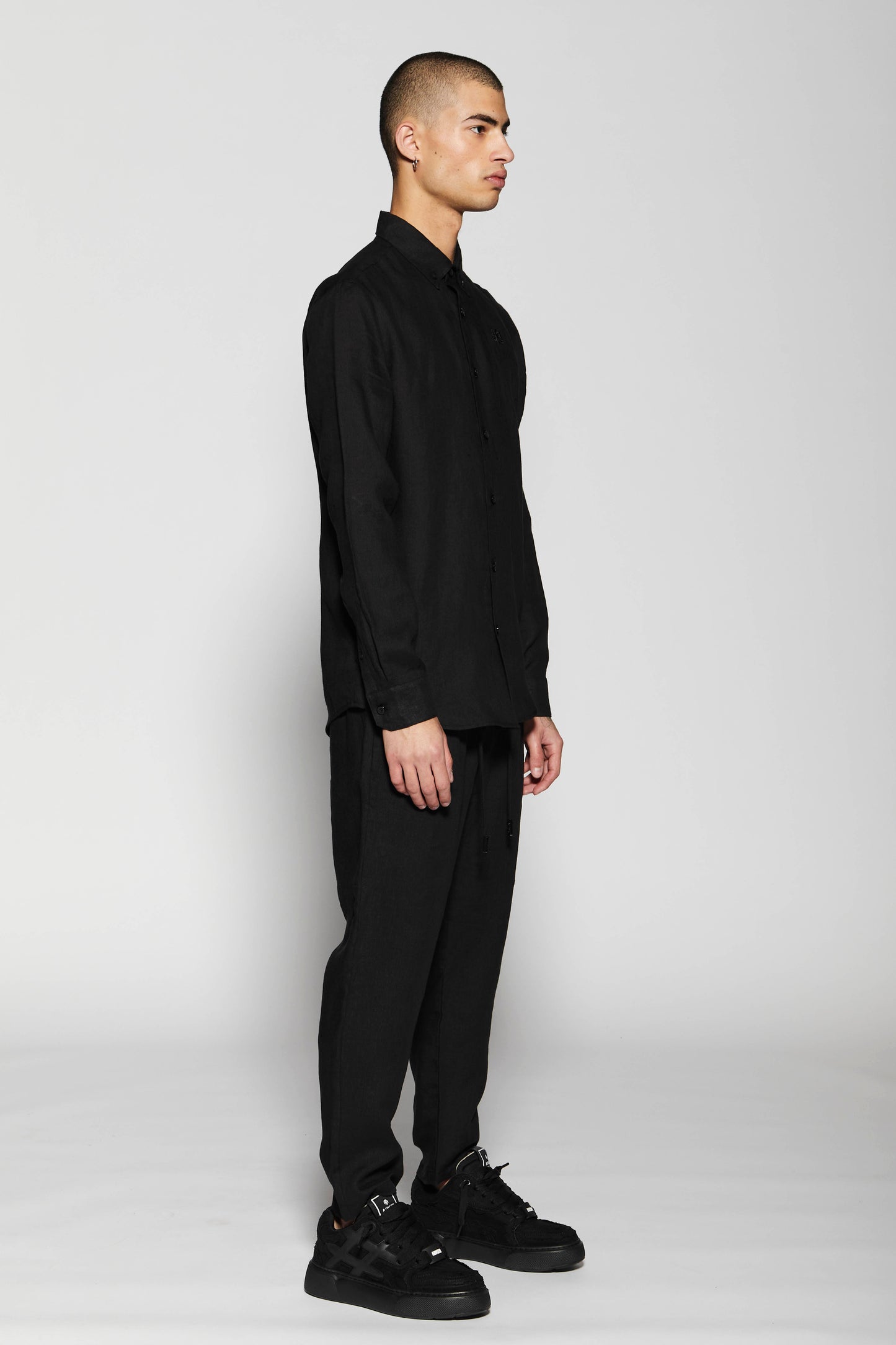 Linen Black 402 Button Shirt