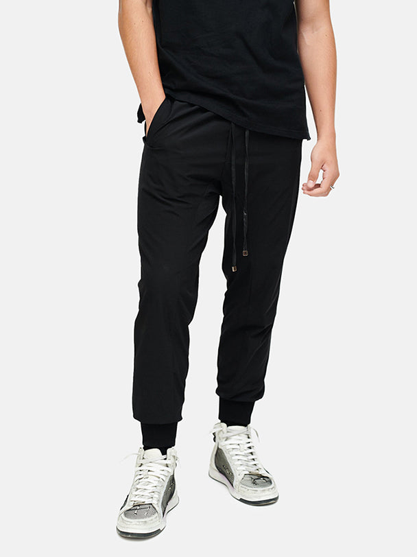 Black Nylon Long Pants