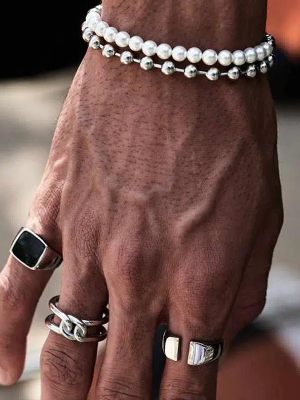 Piero Silver X White Bracelet