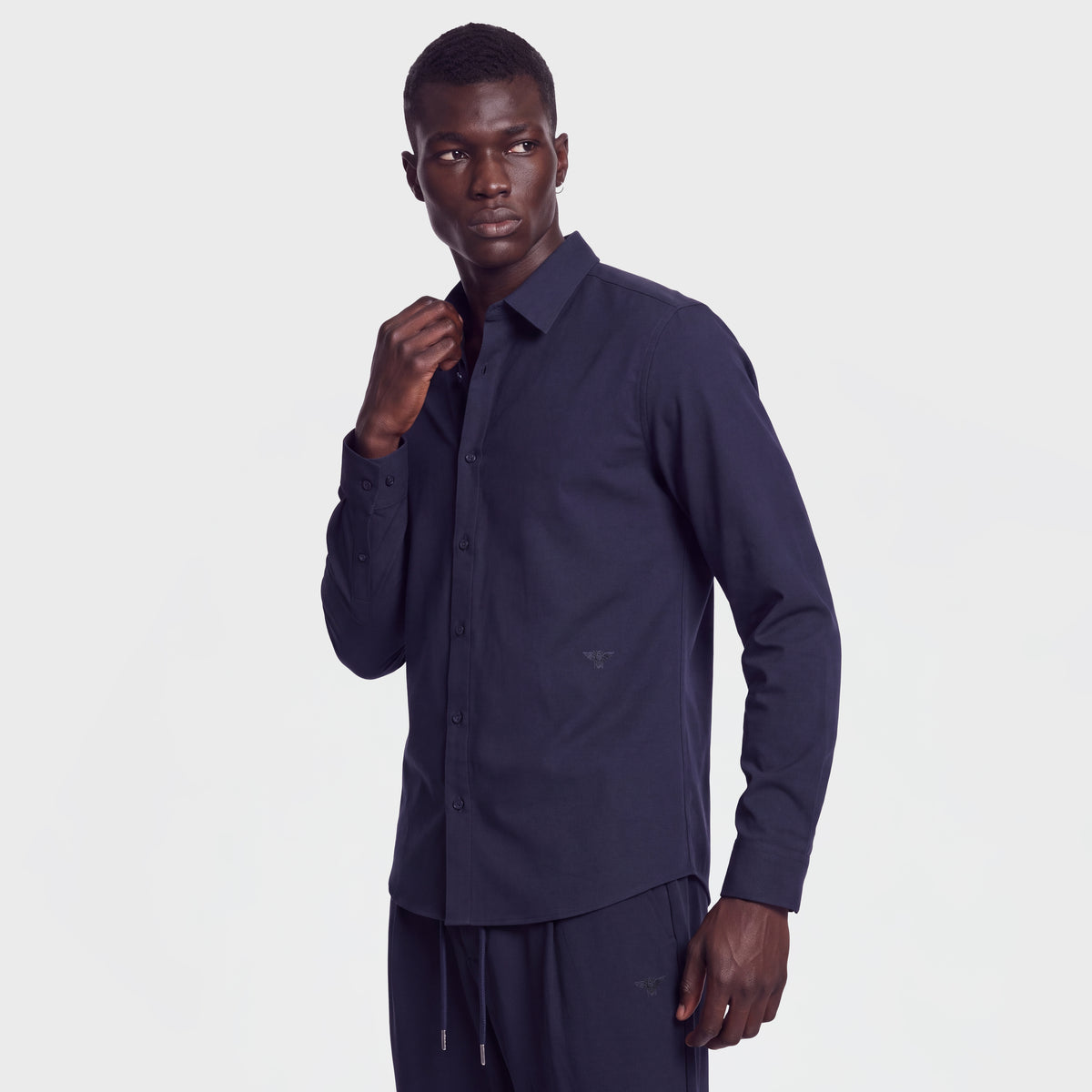 Wool Blend 1081 Navy Shirt