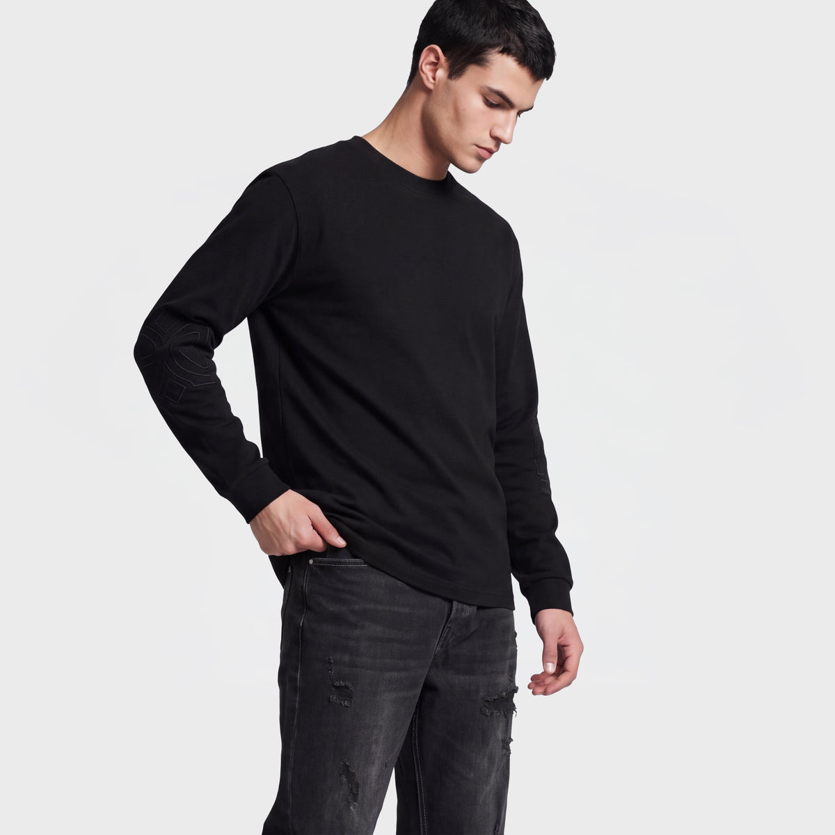 Mercerized 1022 Long Black T-Shirt