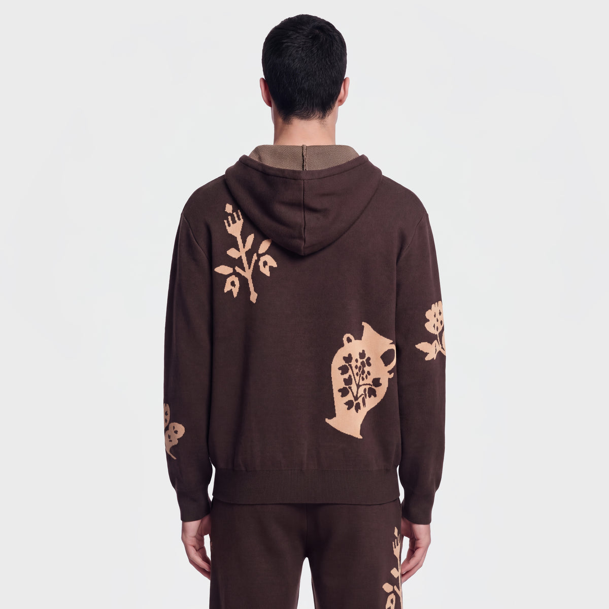 1127 Brown Knit Hoodie