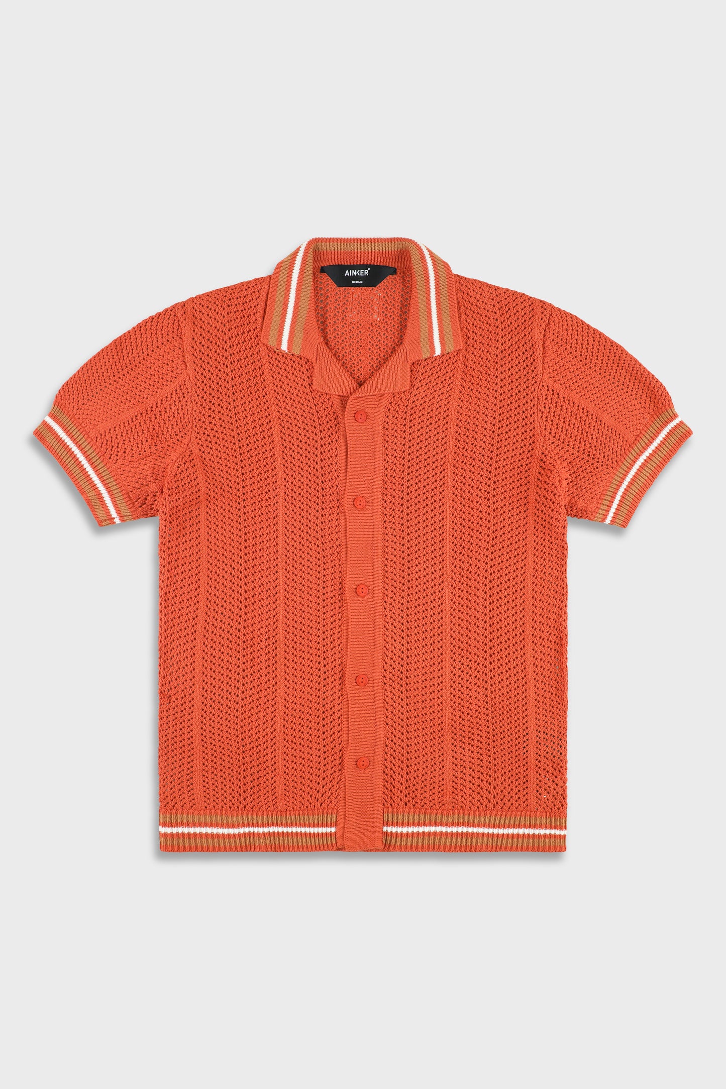 802 Terracotta Knit Button Shirt
