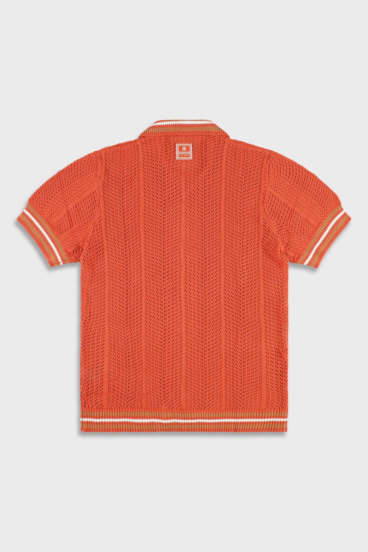 802 Terracotta Knit Button Shirt