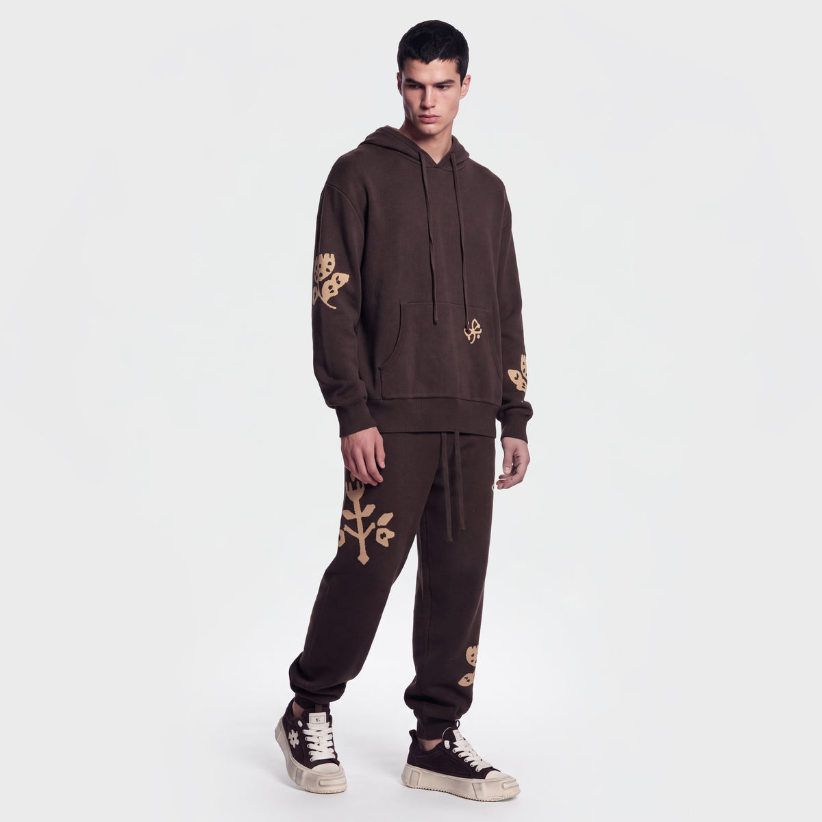 1127 Brown Knit Hoodie