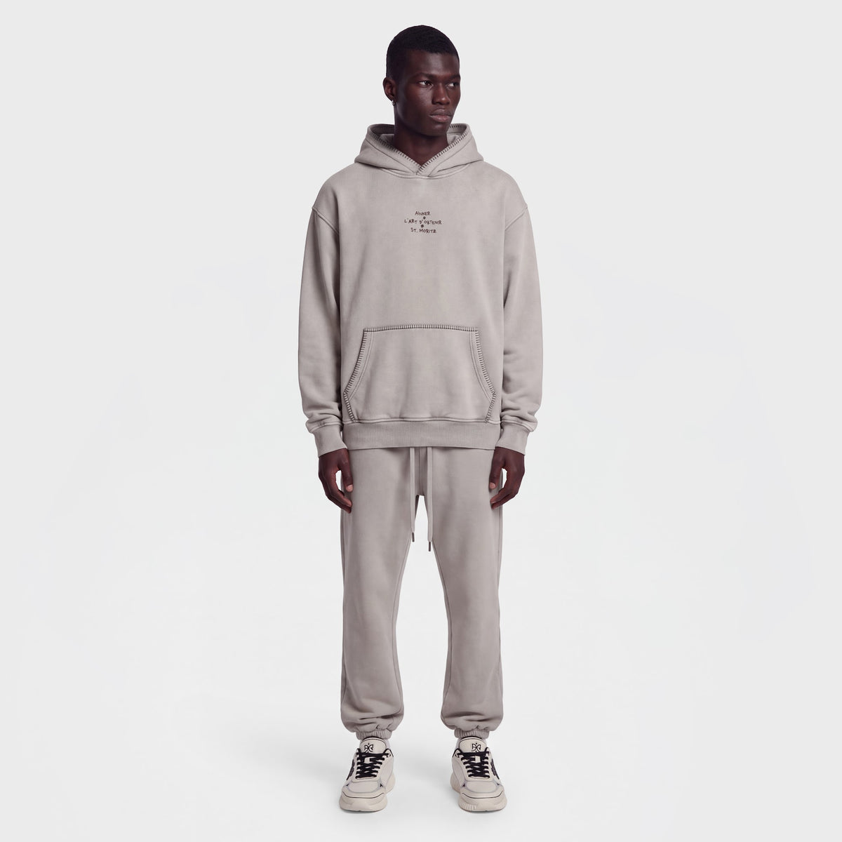 1117 Light Gray Hoodie - full look