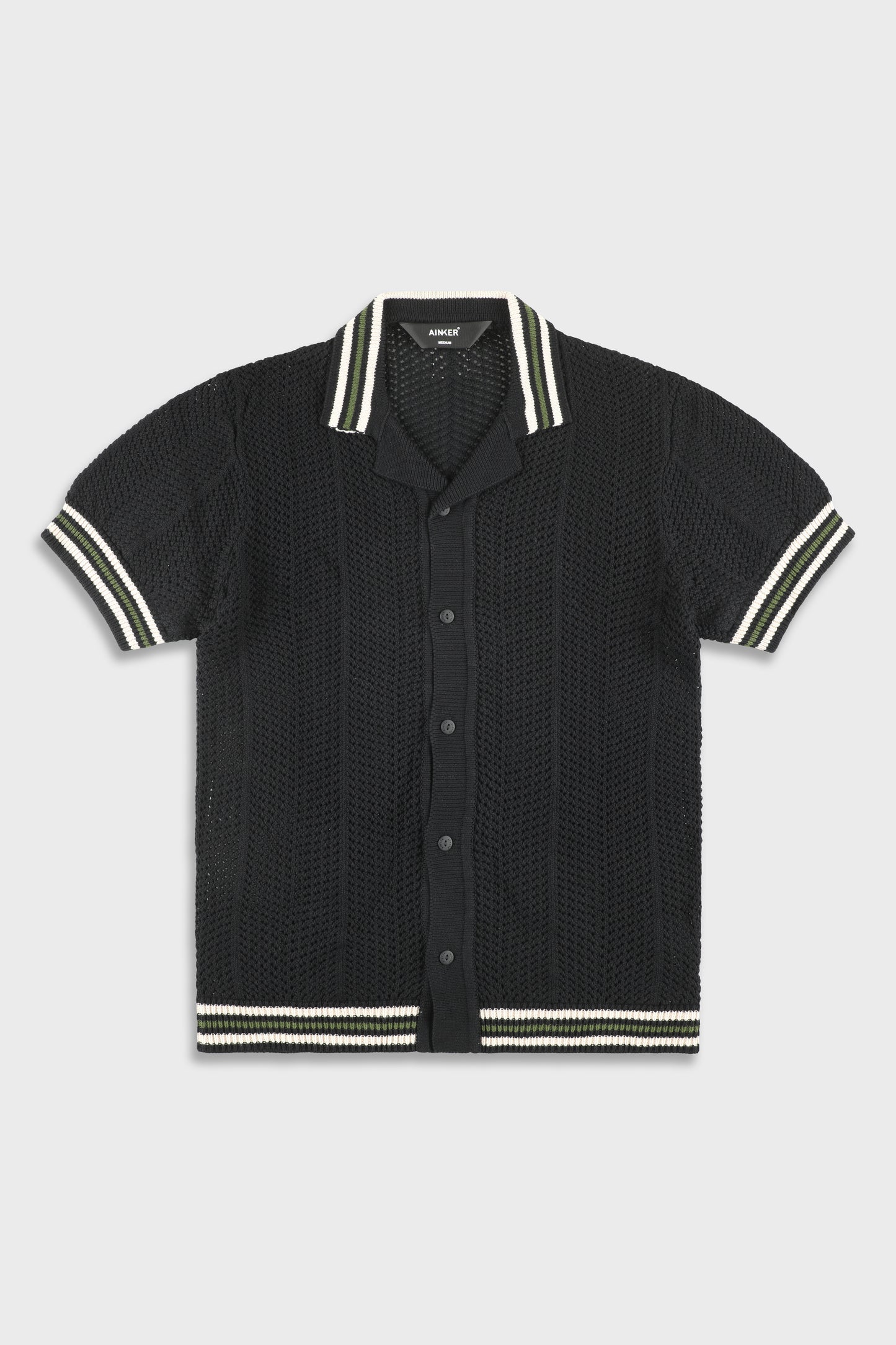 802 Black Knit Button Shirt
