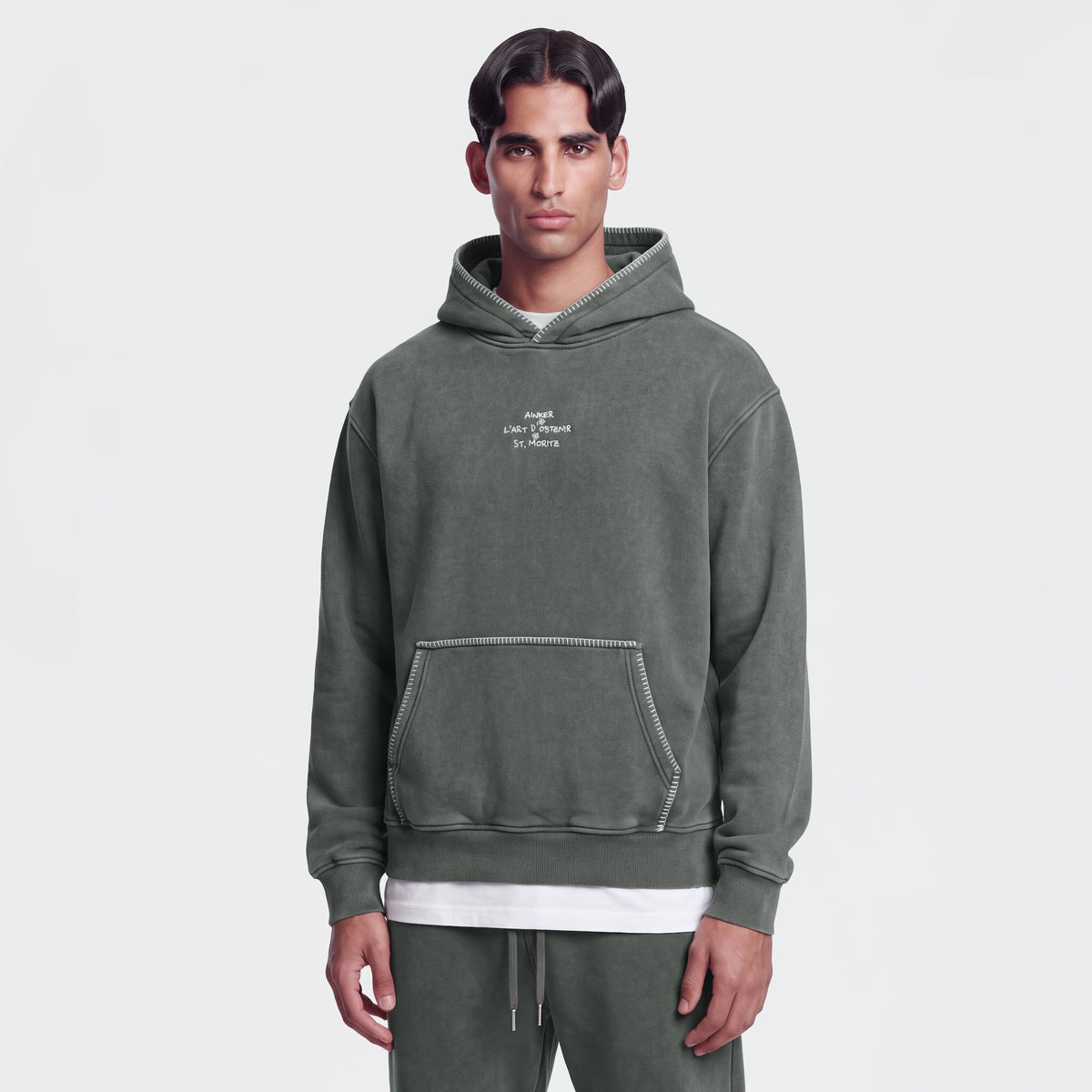 1117 Gray Hoodie - on model