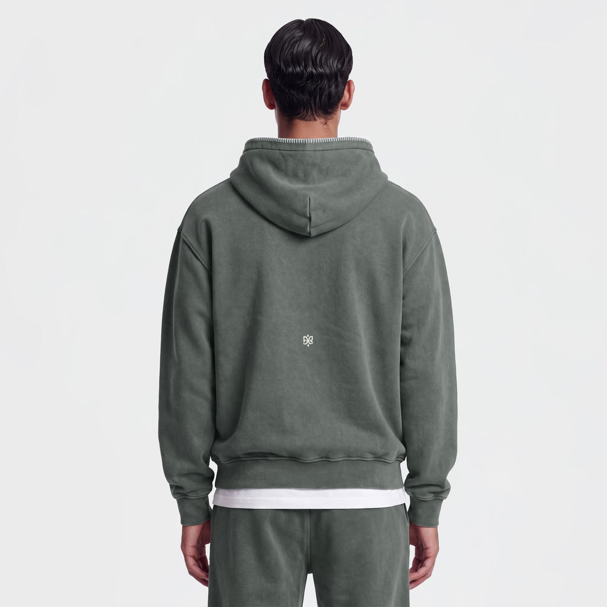 1117 Gray Hoodie - back on model