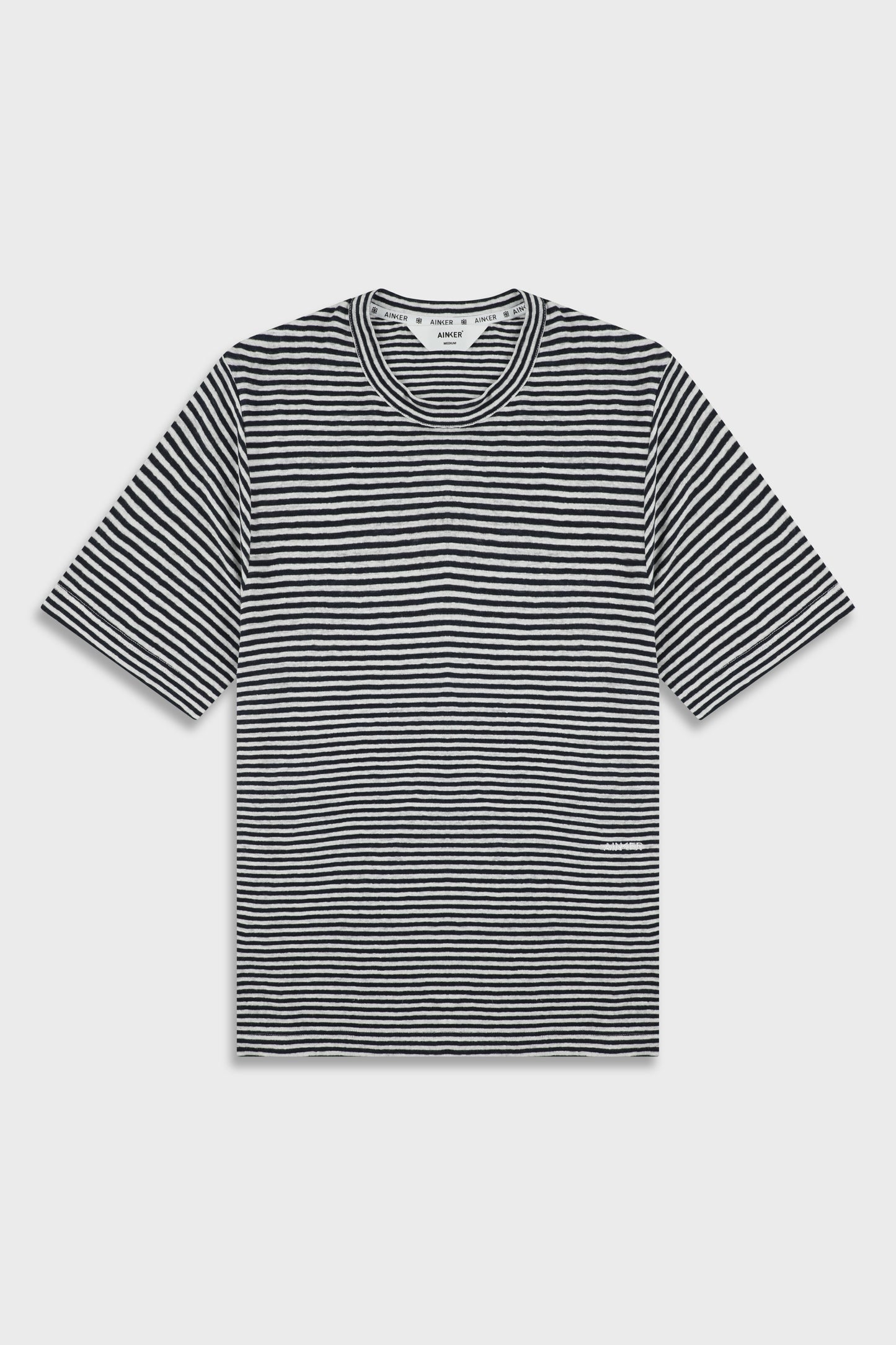 White/Blue Stripe Linen 718 T-SHIRT