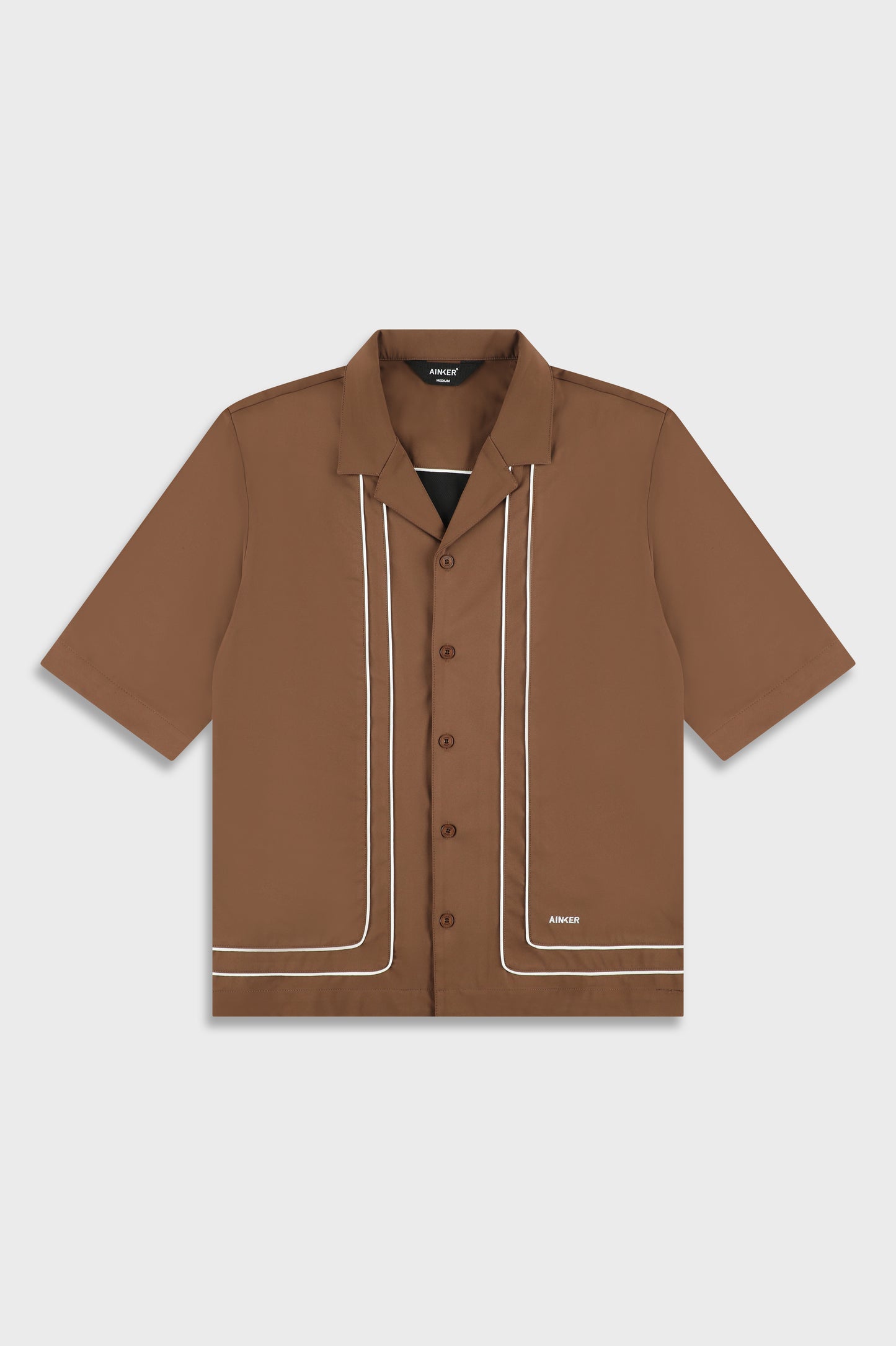 Tech 801 Brown Short Button Shirt