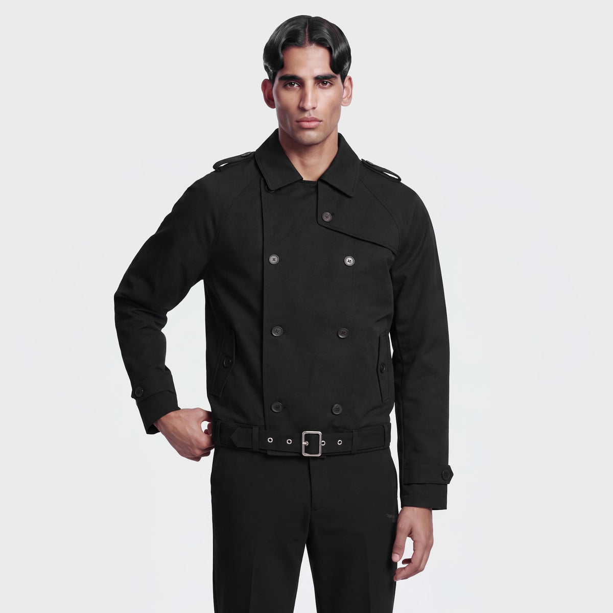 1076 Black Jacket - on model
