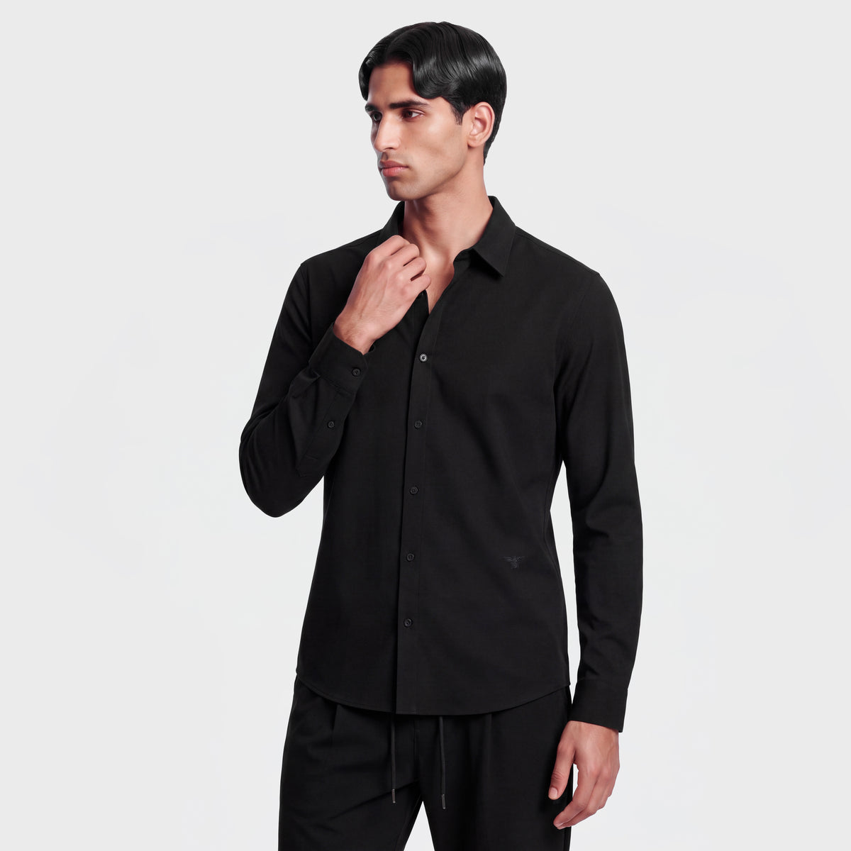 Wool Blend 1081 Black Shirt
