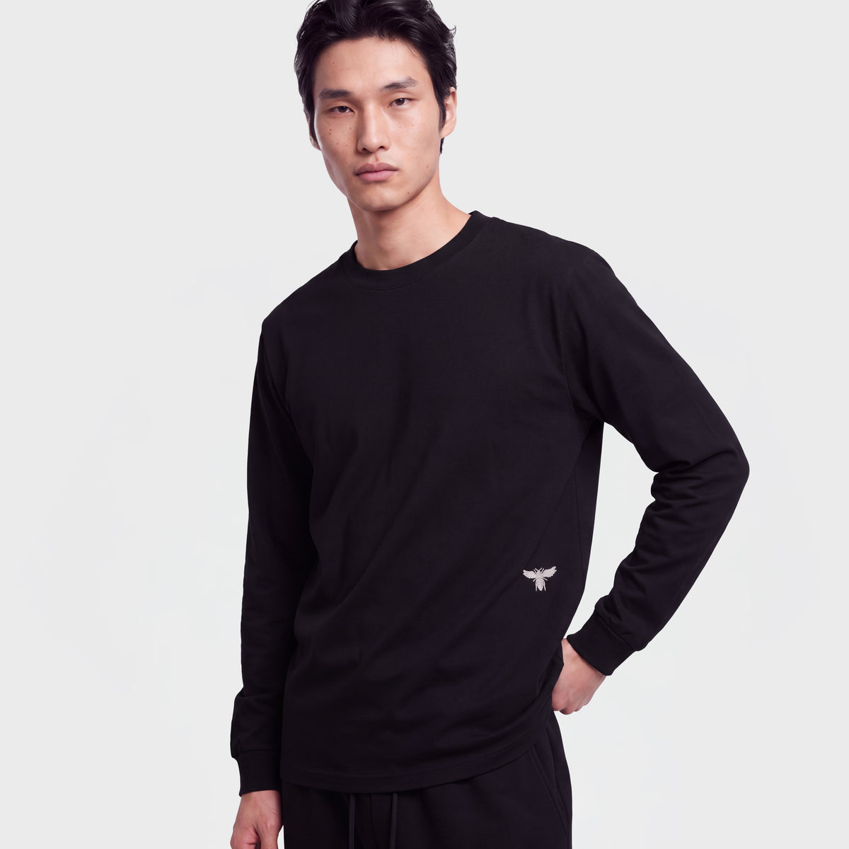 Mercerized 1025 Long Black T-Shirt