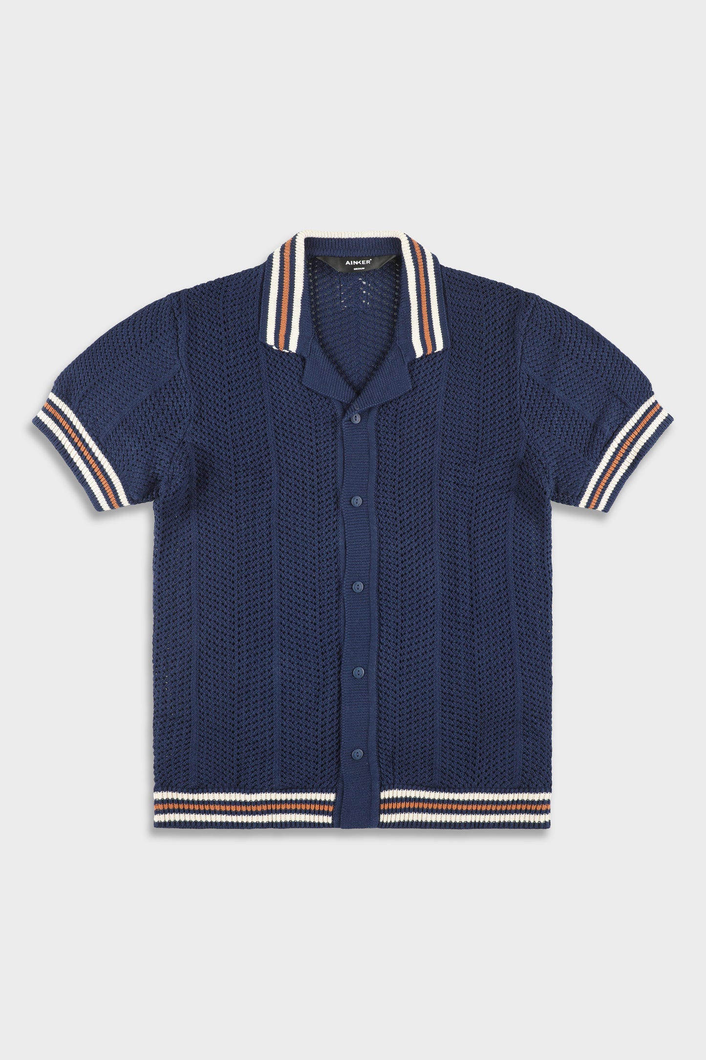 802 Navy Knit Button Shirt