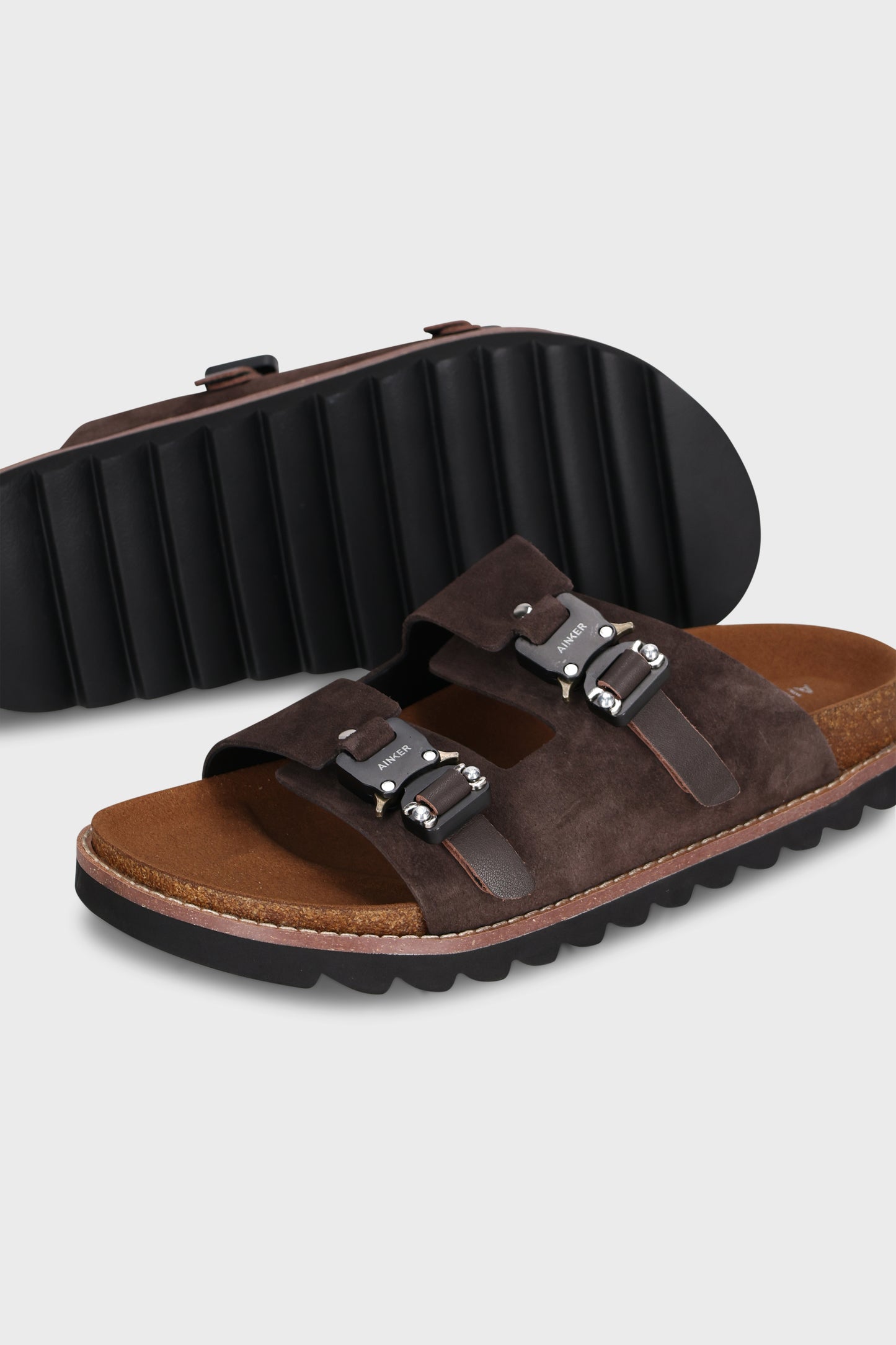 Swish Buckle Brown Suede