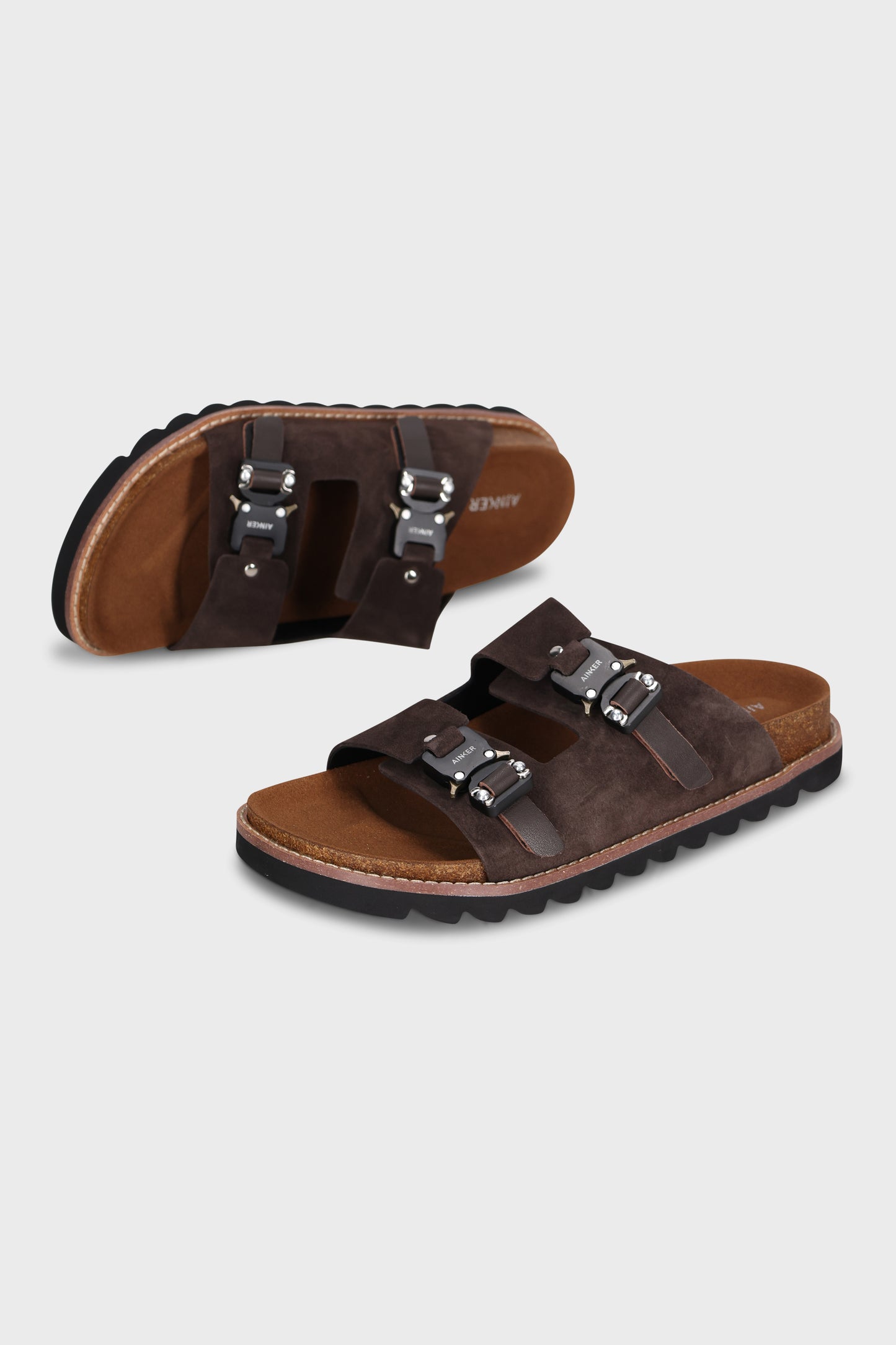 Swish Buckle Brown Suede
