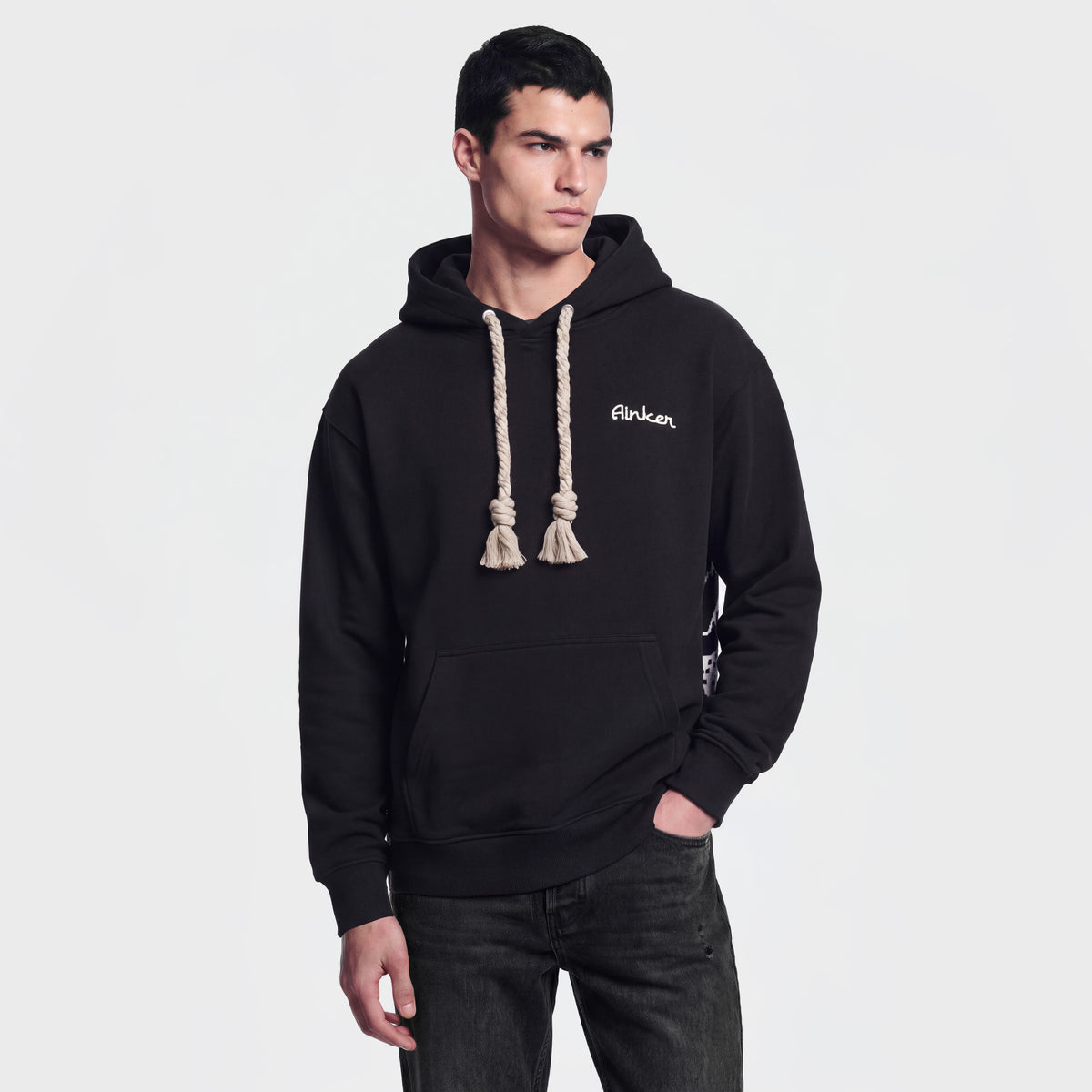 1130 Black Knit Hoodie