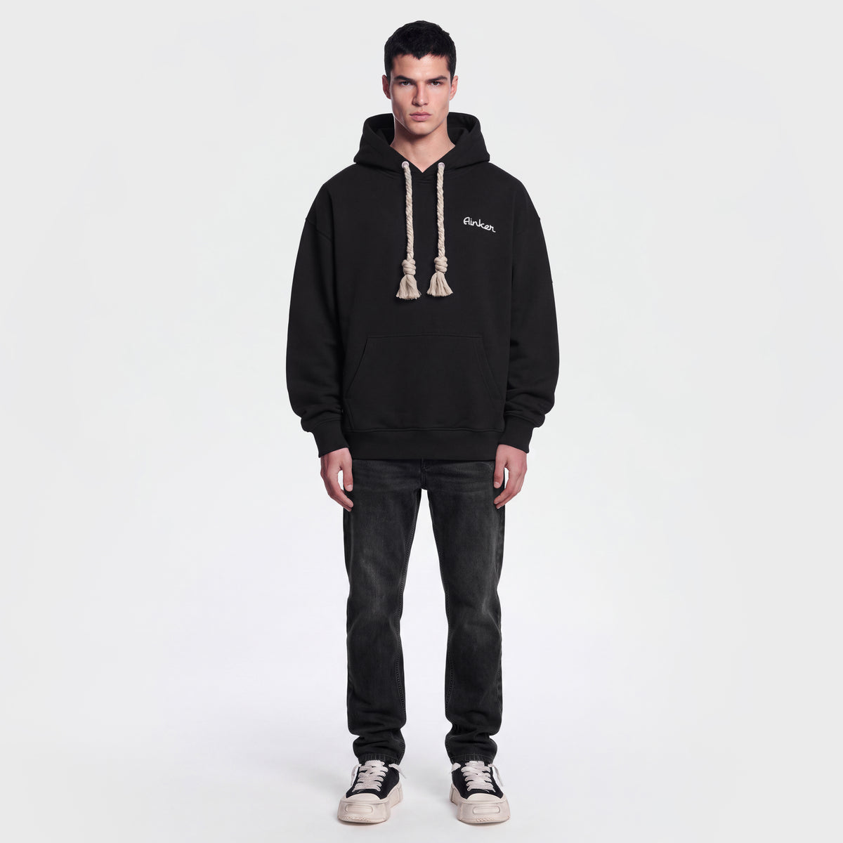 1130 Black Knit Hoodie
