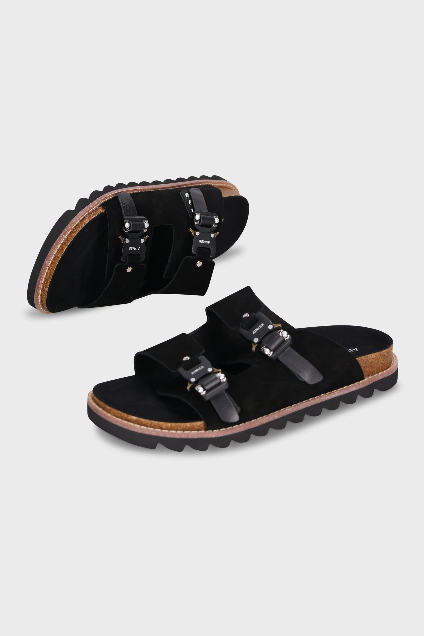 Swish Buckle Black Suede