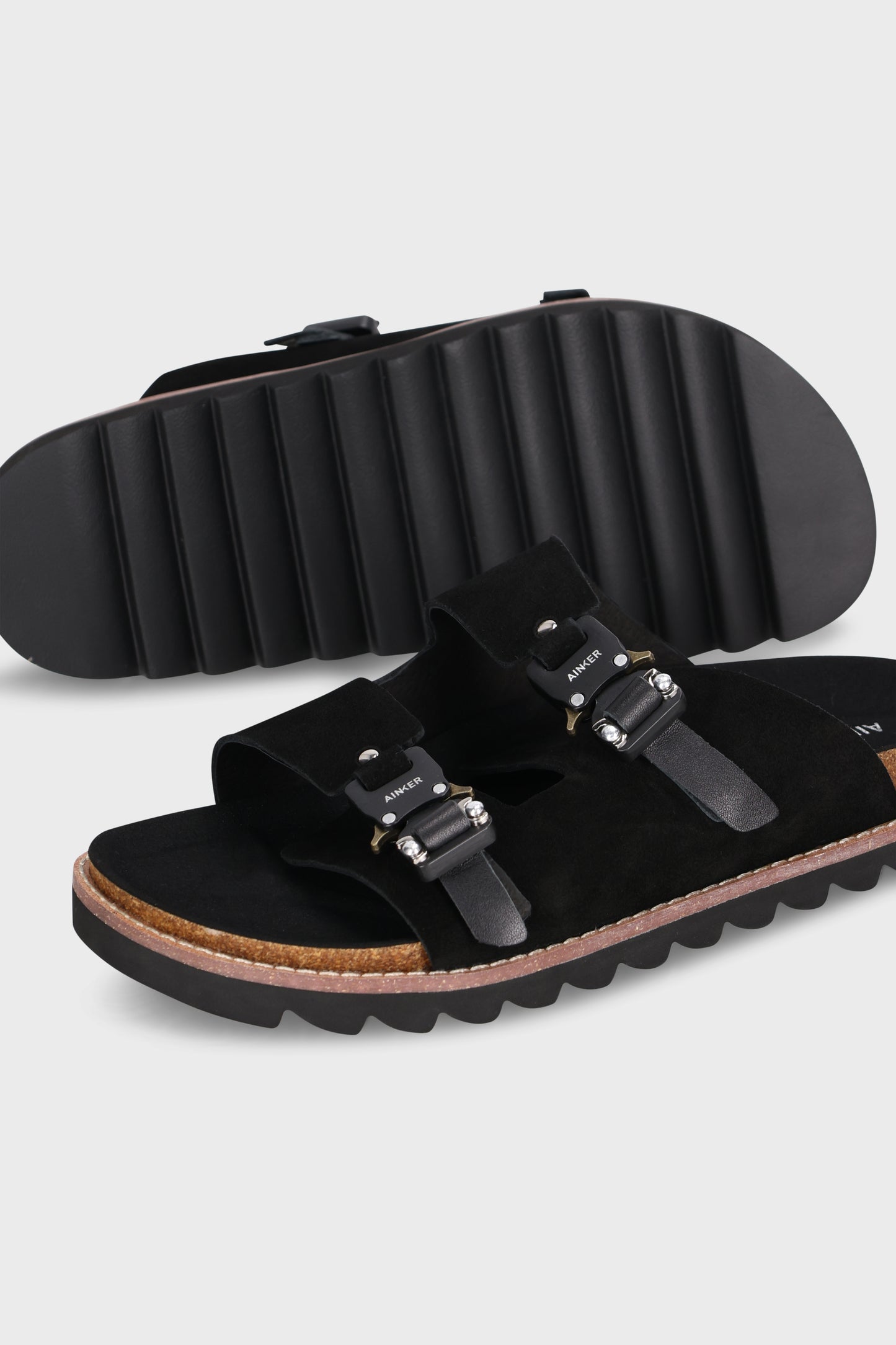 Swish Buckle Black Suede