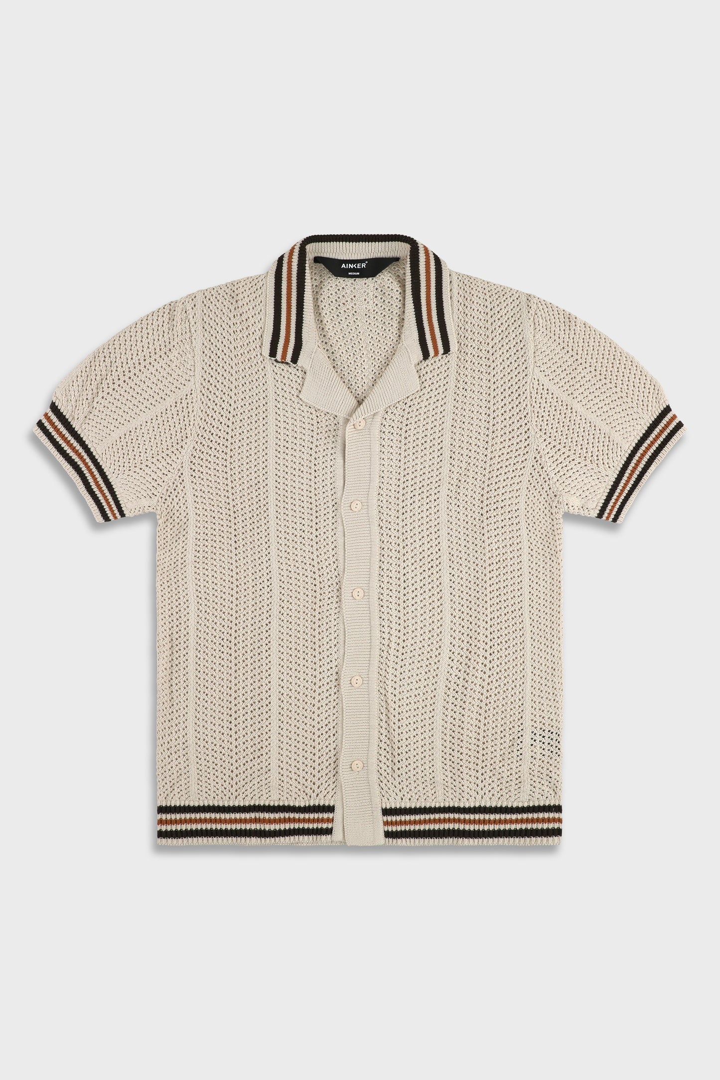 802 Mocha Knit Button Shirt