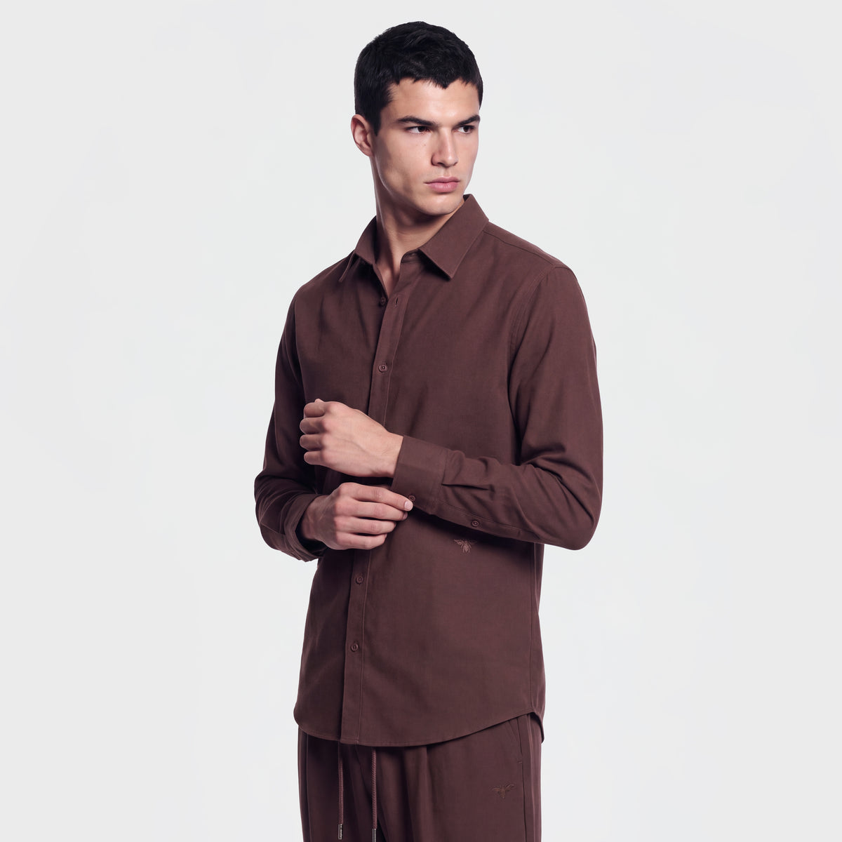 Wool Blend 1081 Brown Shirt