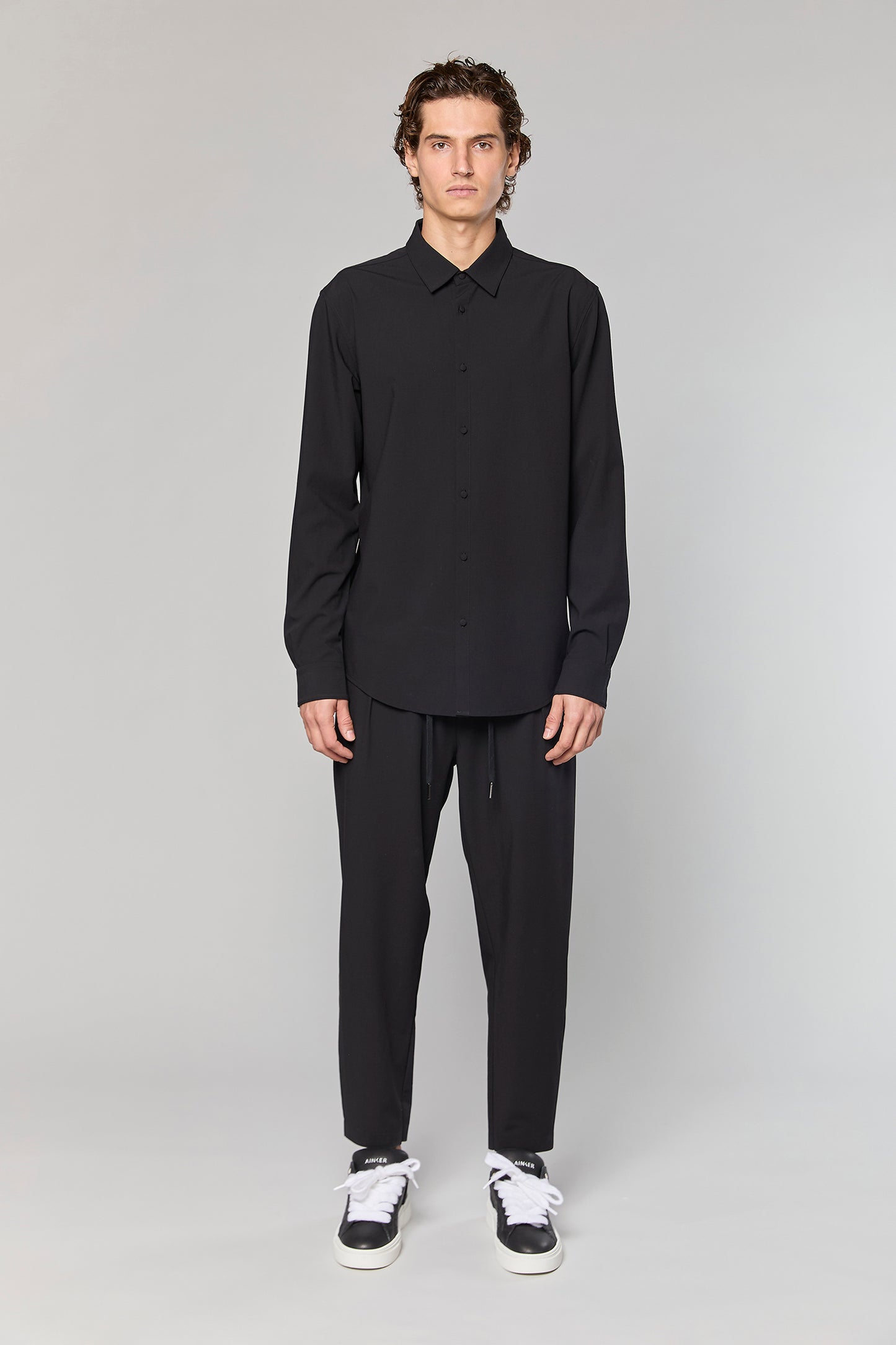 Wool Blend Black 779 Button Shirt