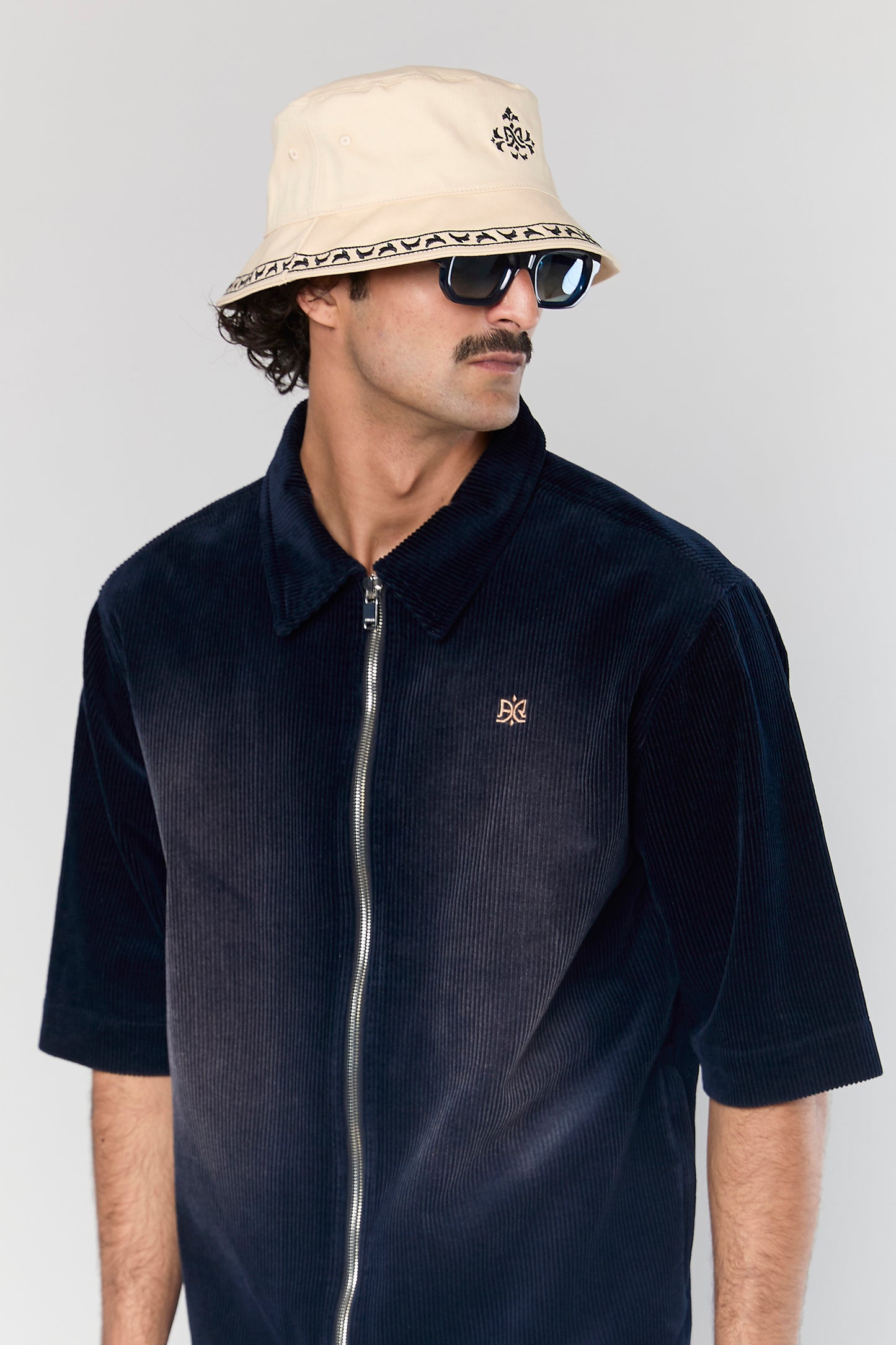 Wash Corduroy 708 Navy Short Jacket