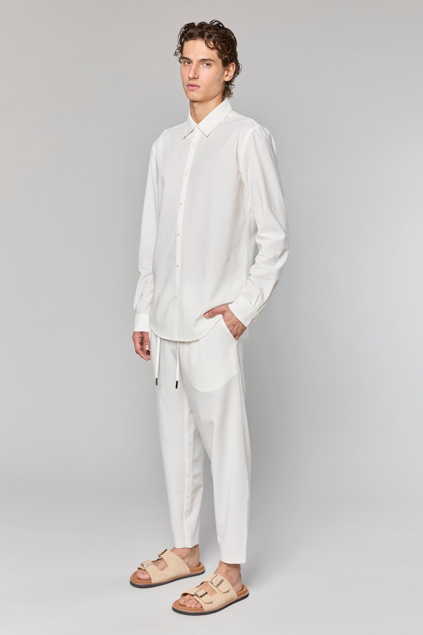 Wool Blend White 779 Button Shirt