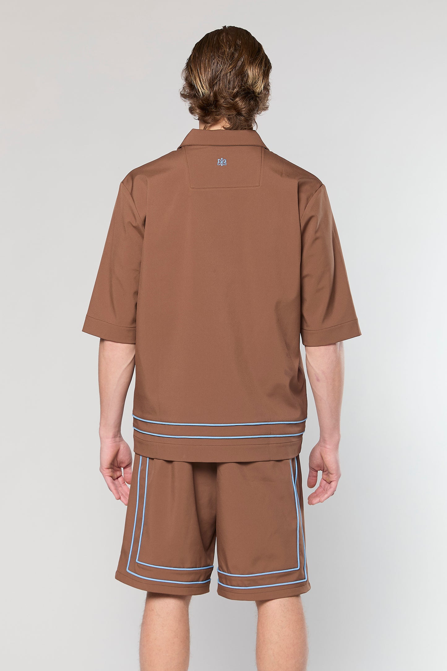 Tech 801 Brown Short Button Shirt