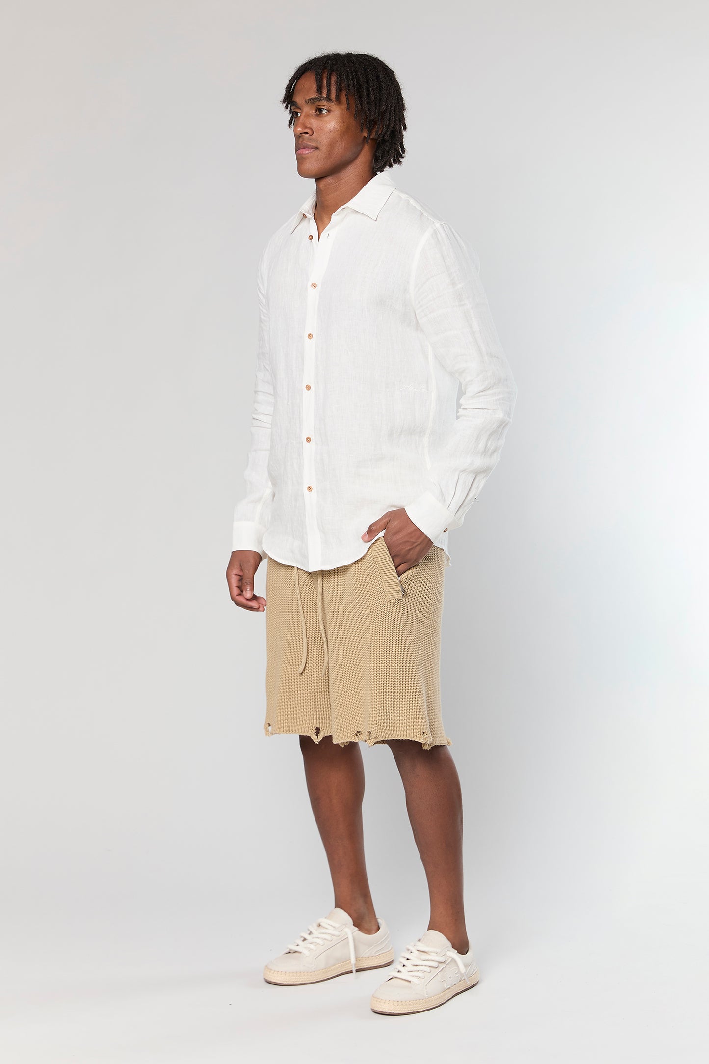 820 Beige Knit Short Pant