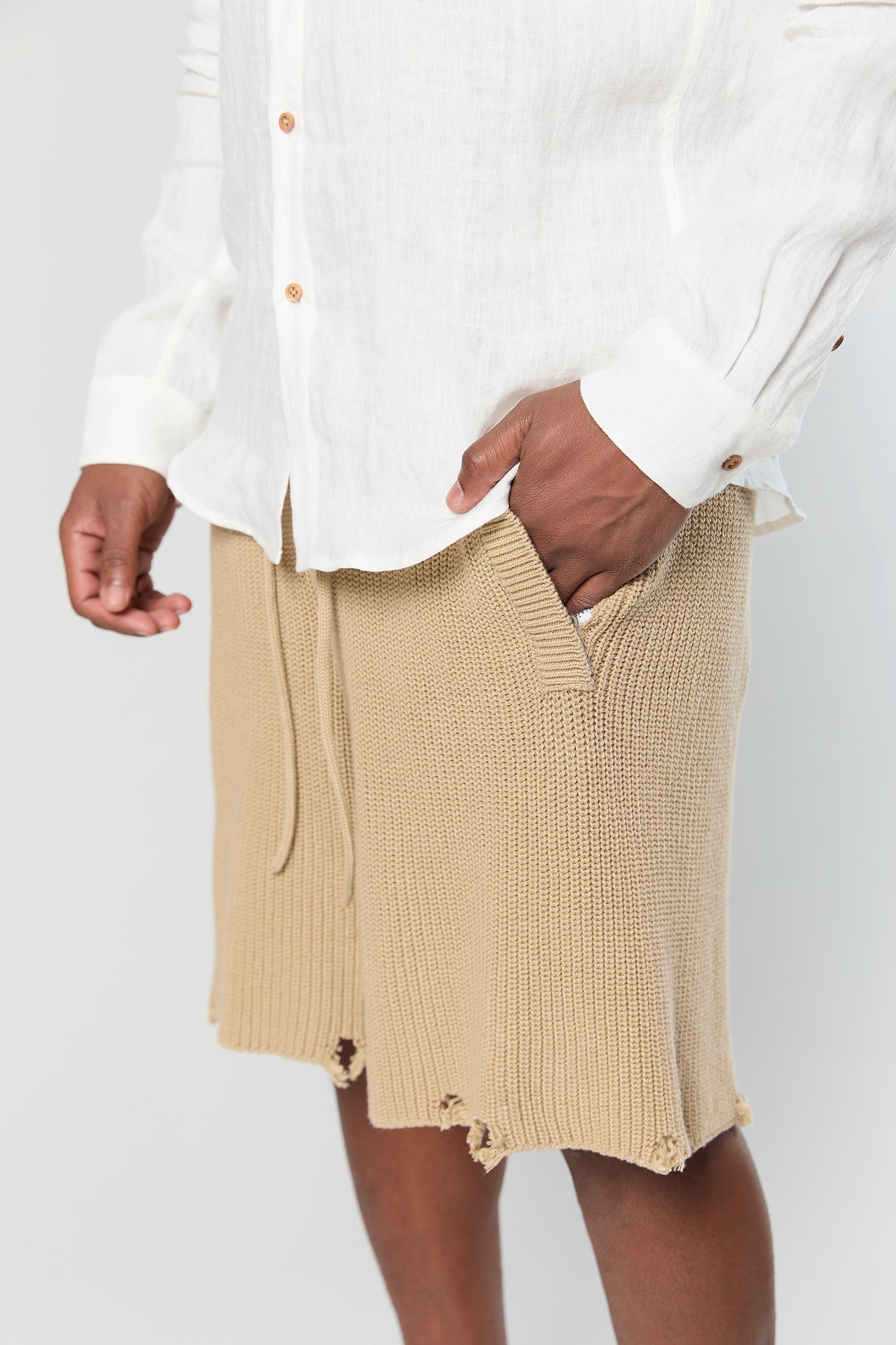 820 Beige Knit Short Pant
