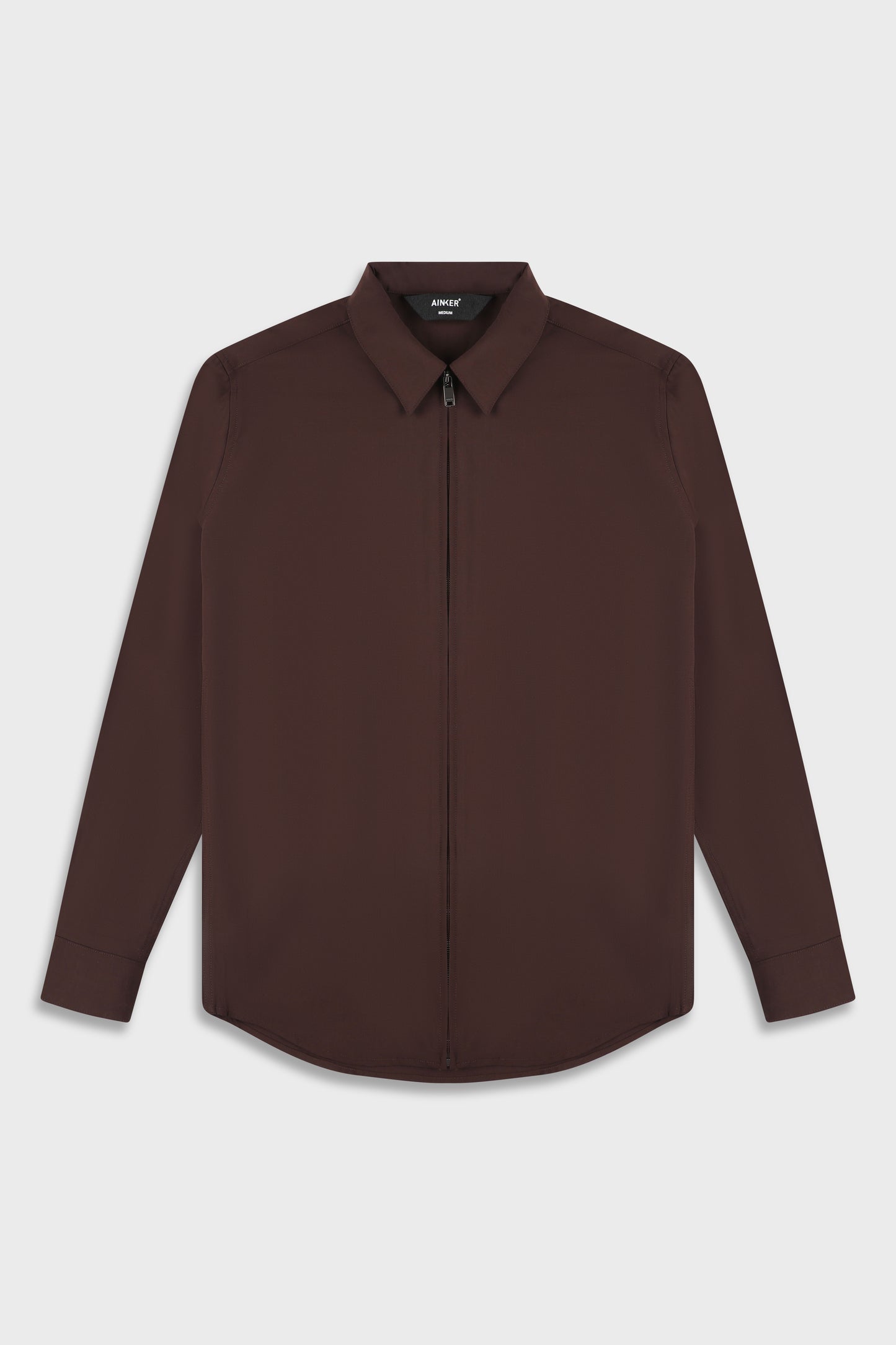 Wool Blend Brown 778 Zipper Shirt