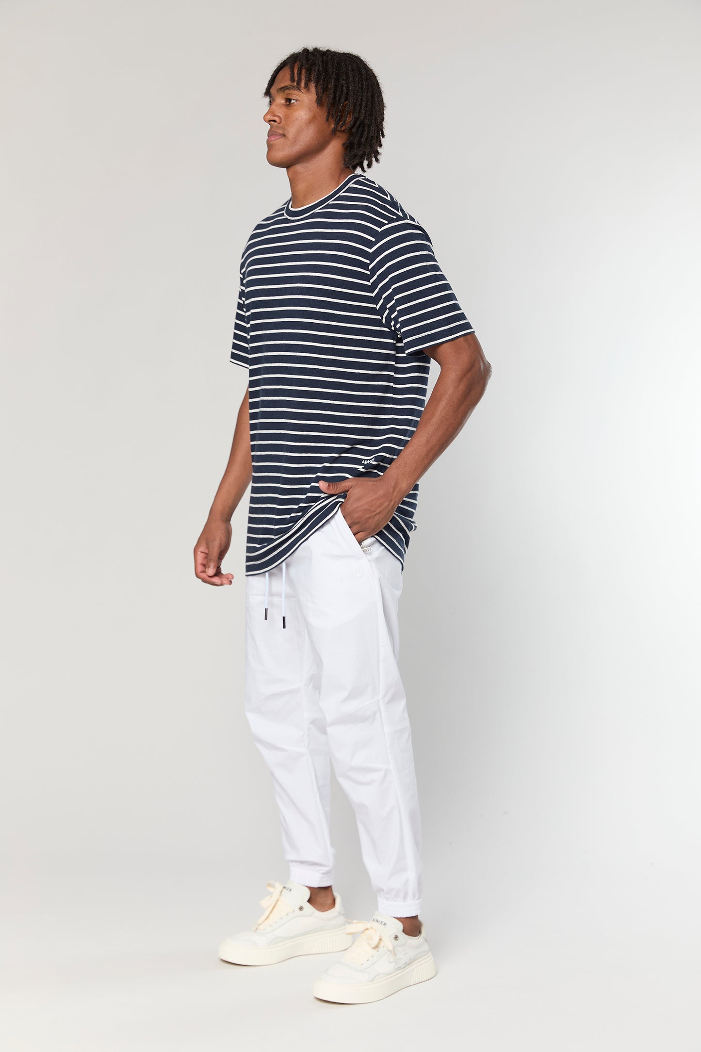 Blue Stripe Linen 718 T-SHIRT