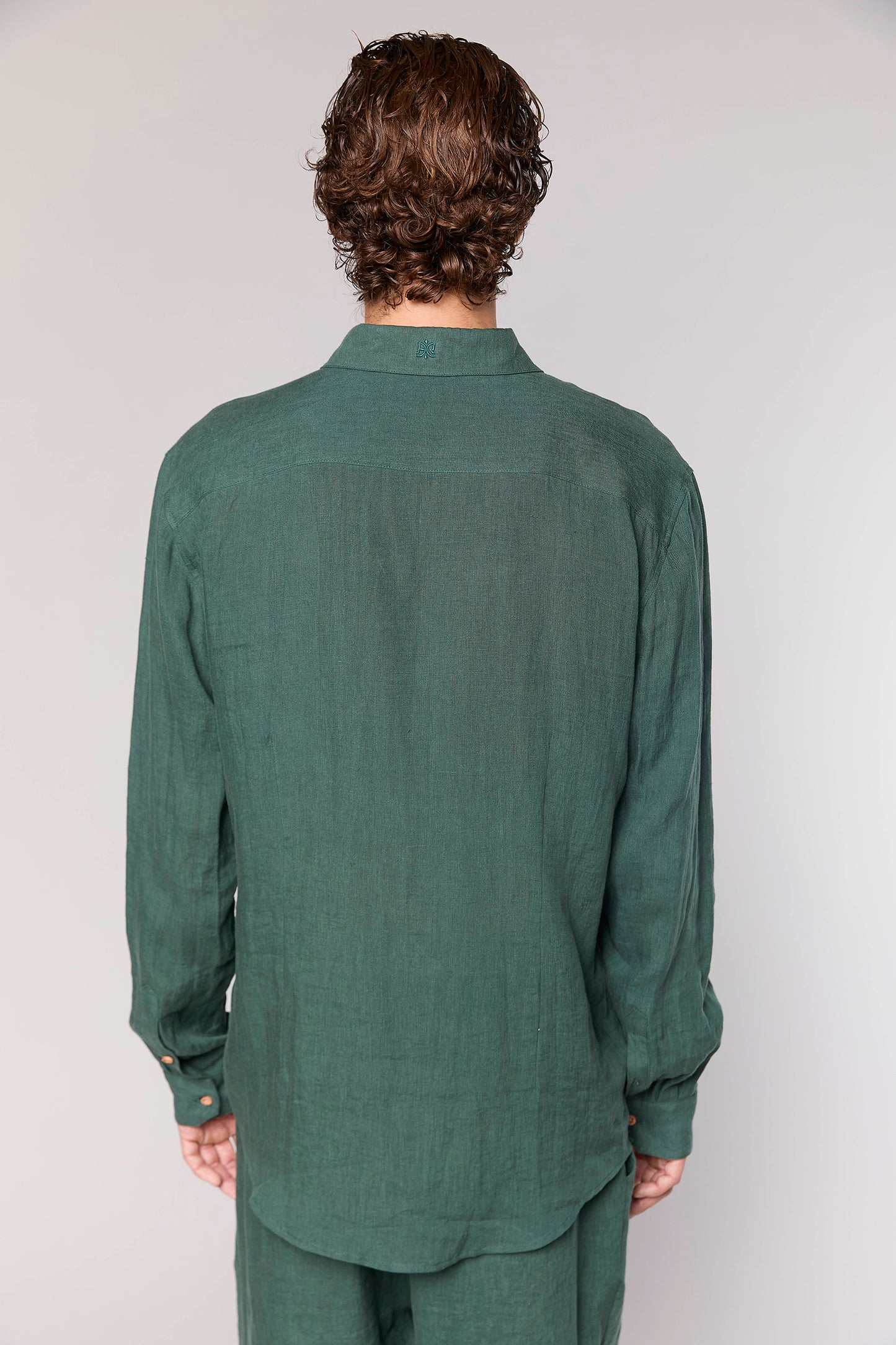 Linen Olive 777 Button Shirt