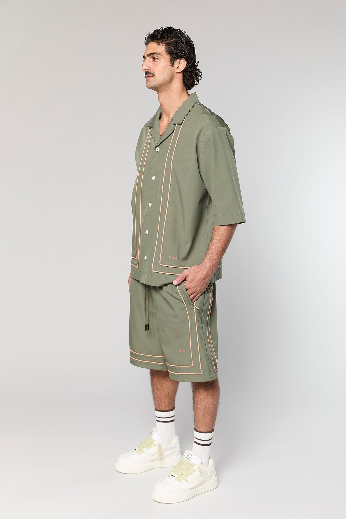 Tech 801 Green Short Button Shirt