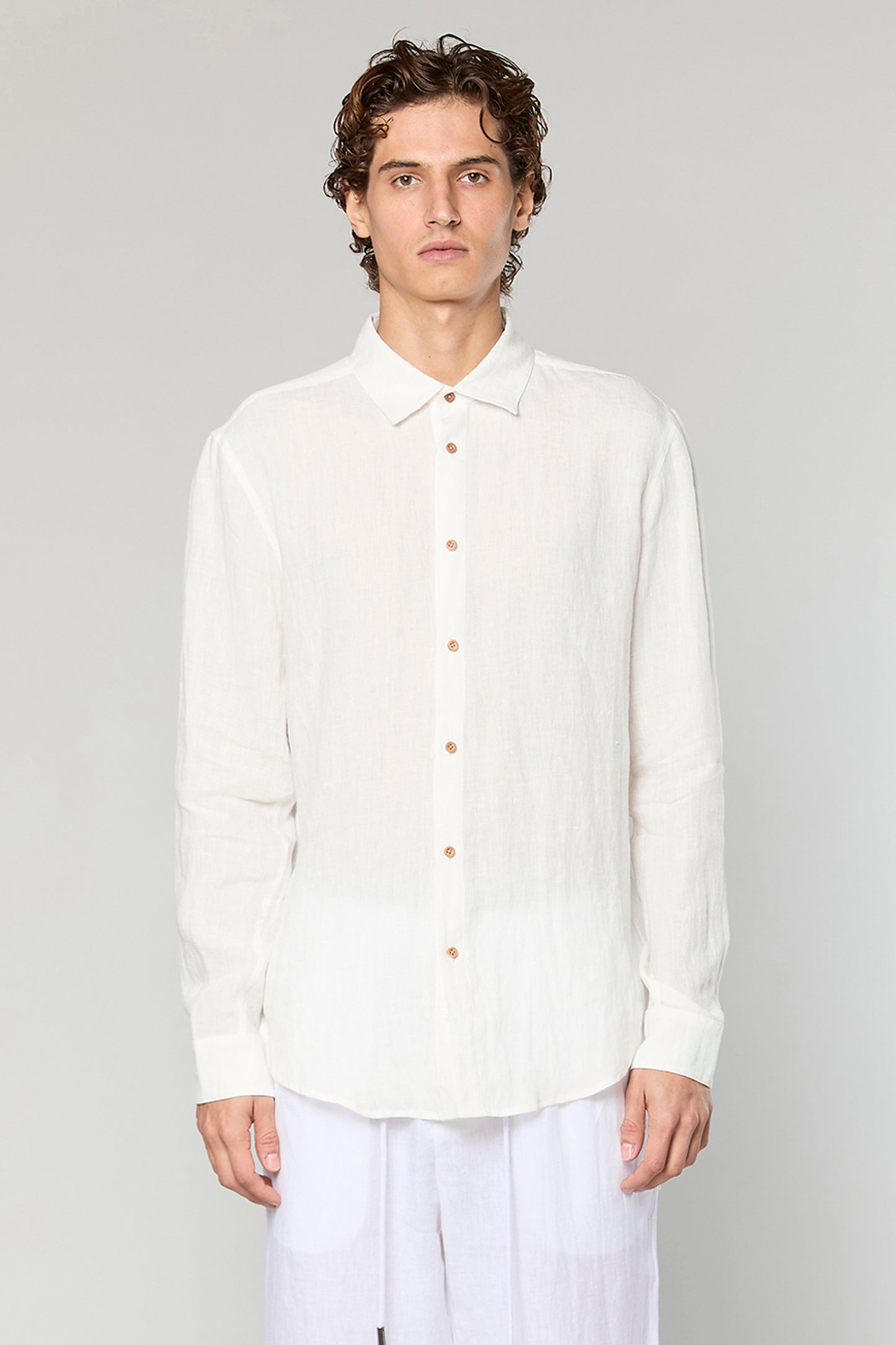 Linen White 777 Button Shirt