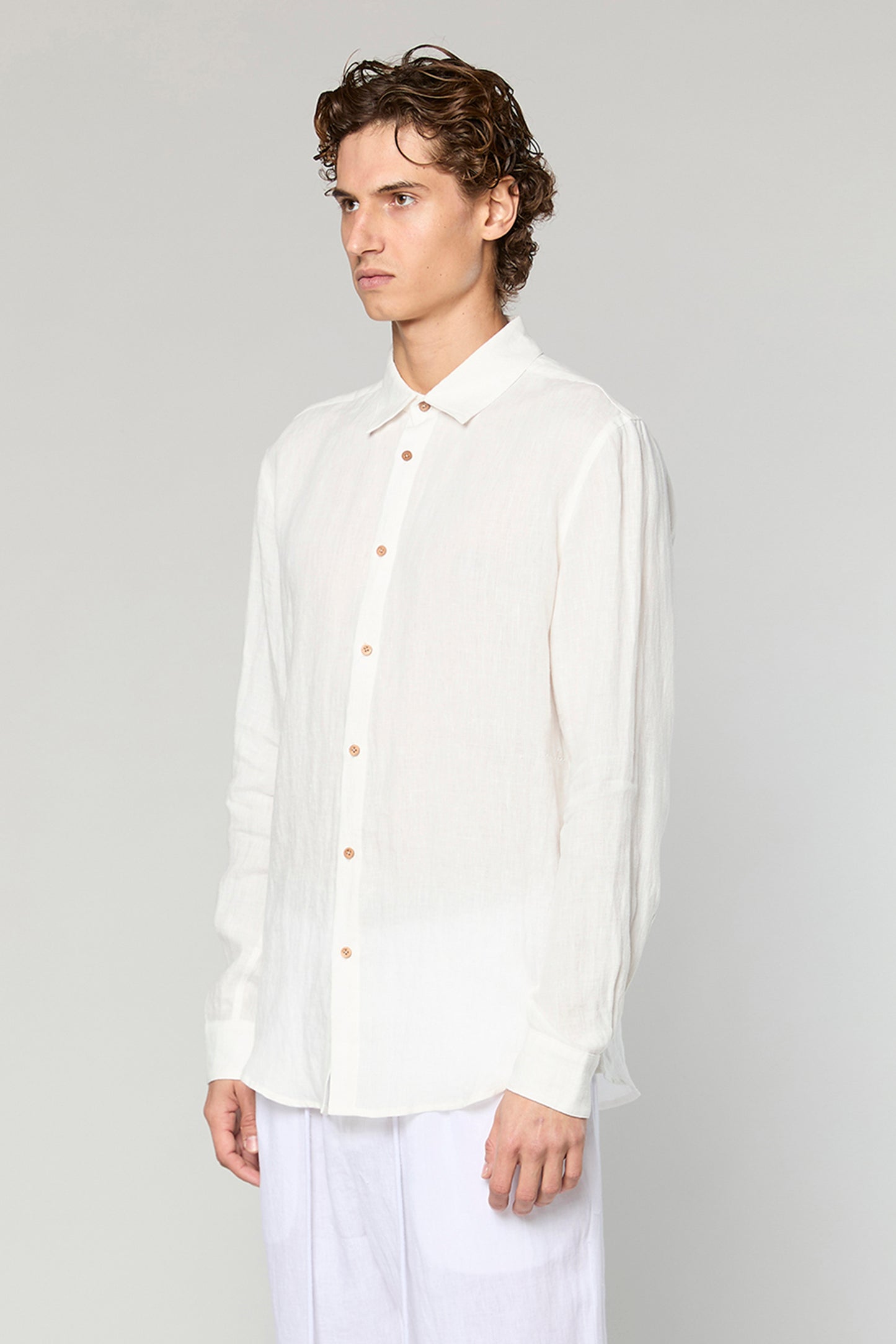 Linen White 777 Button Shirt