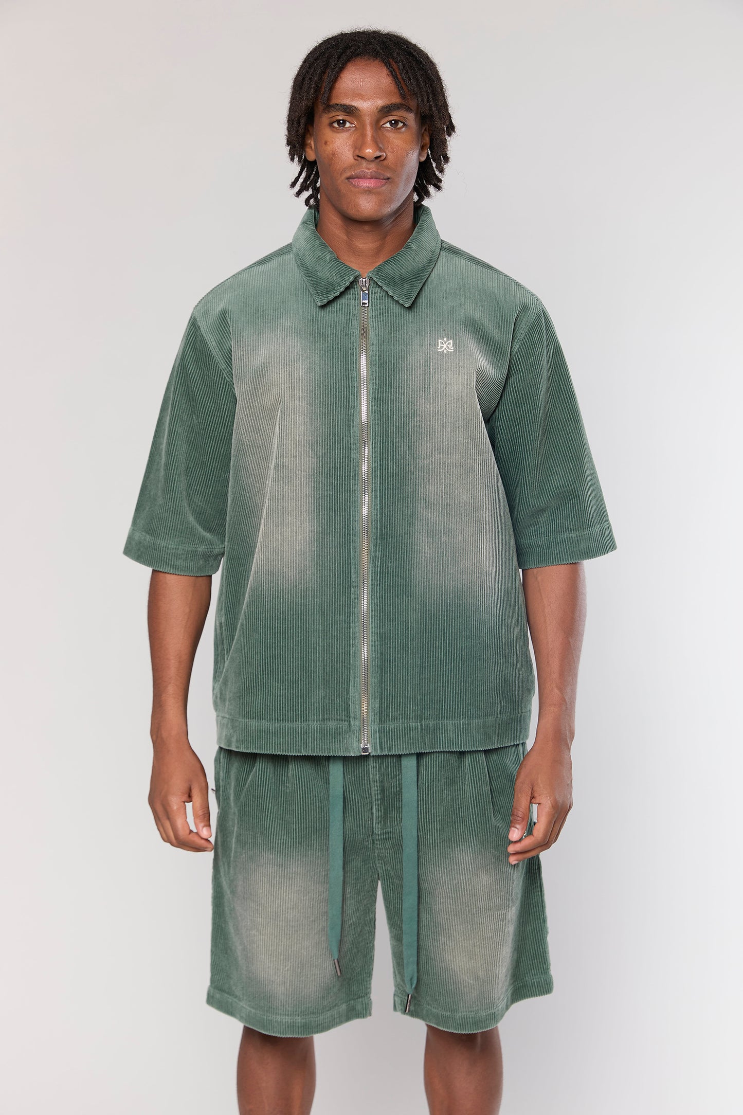 Wash Corduroy 708 Olive Short Jacket