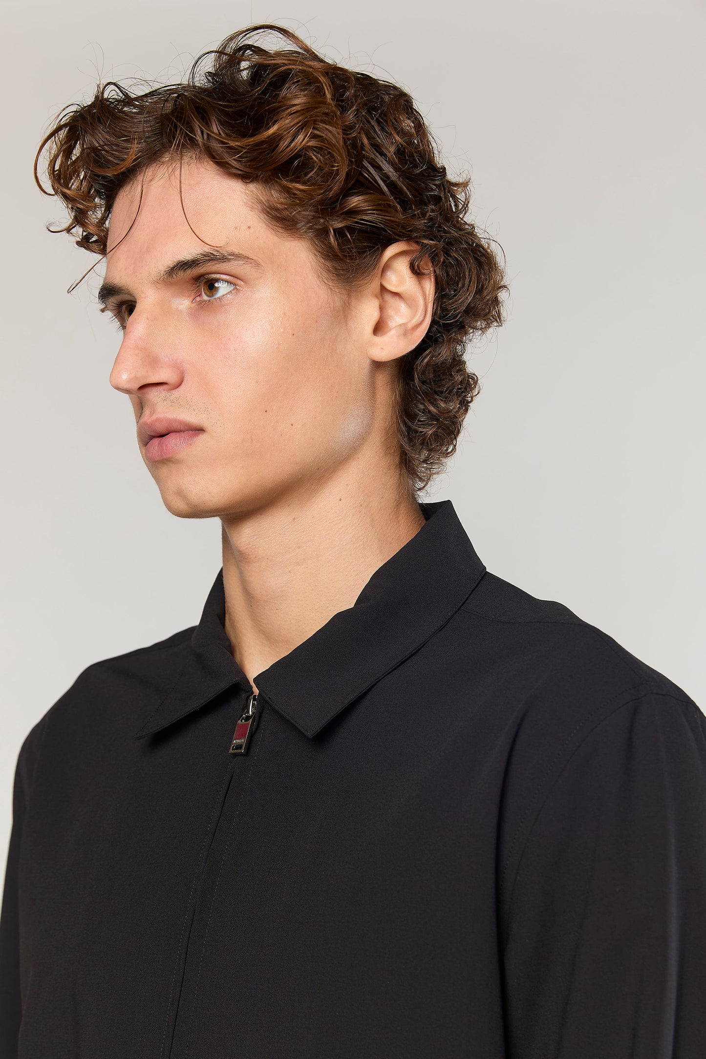 Wool Blend Black 778 Zipper Shirt