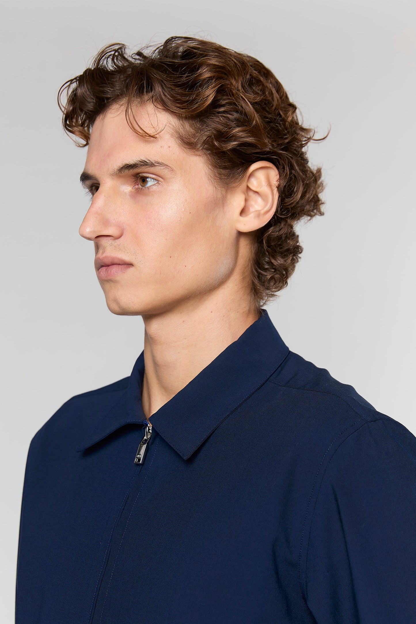 Wool Blend Navy 778 Zipper Shirt