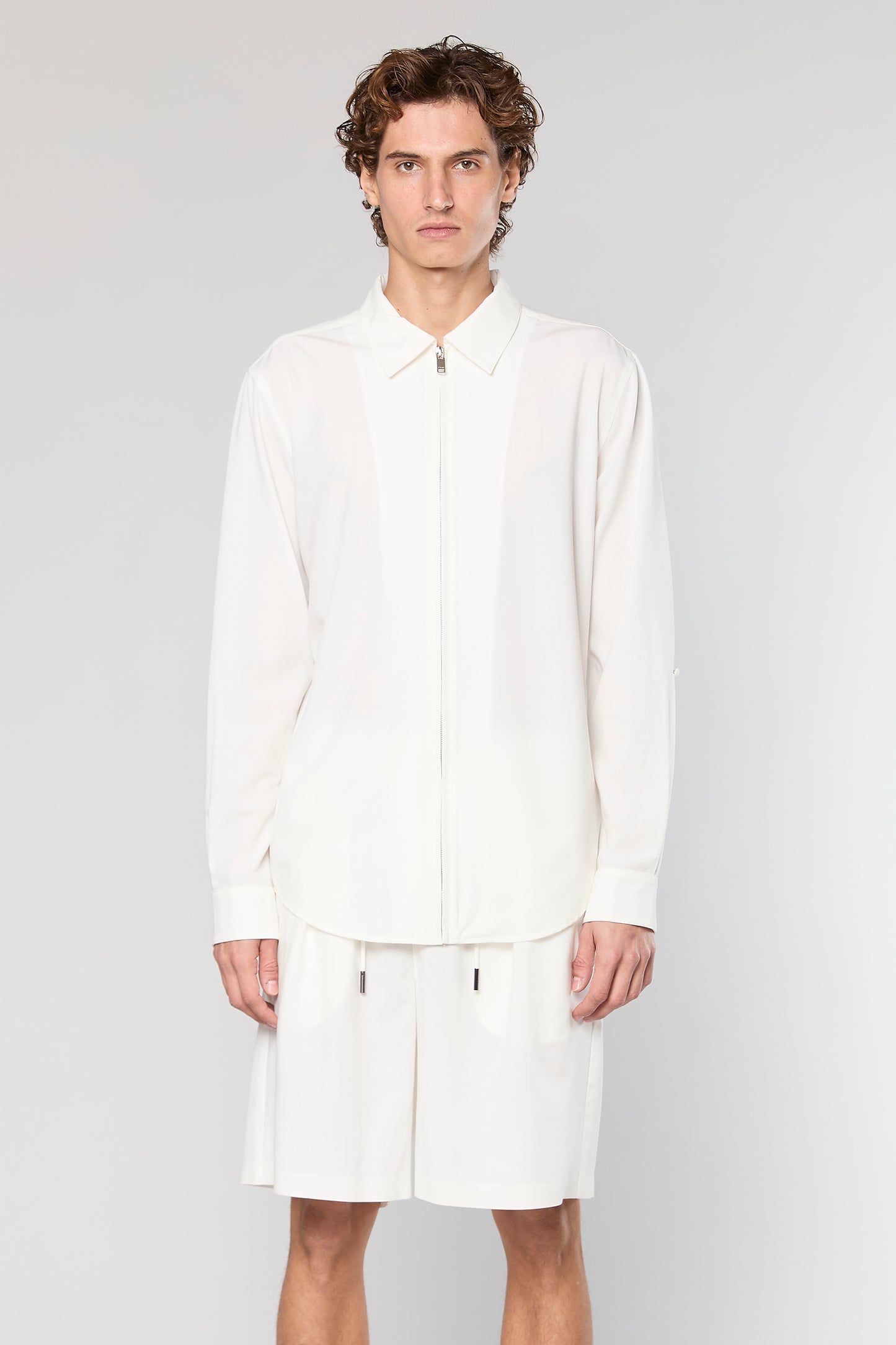 Wool Blend White 778 Zipper Shirt