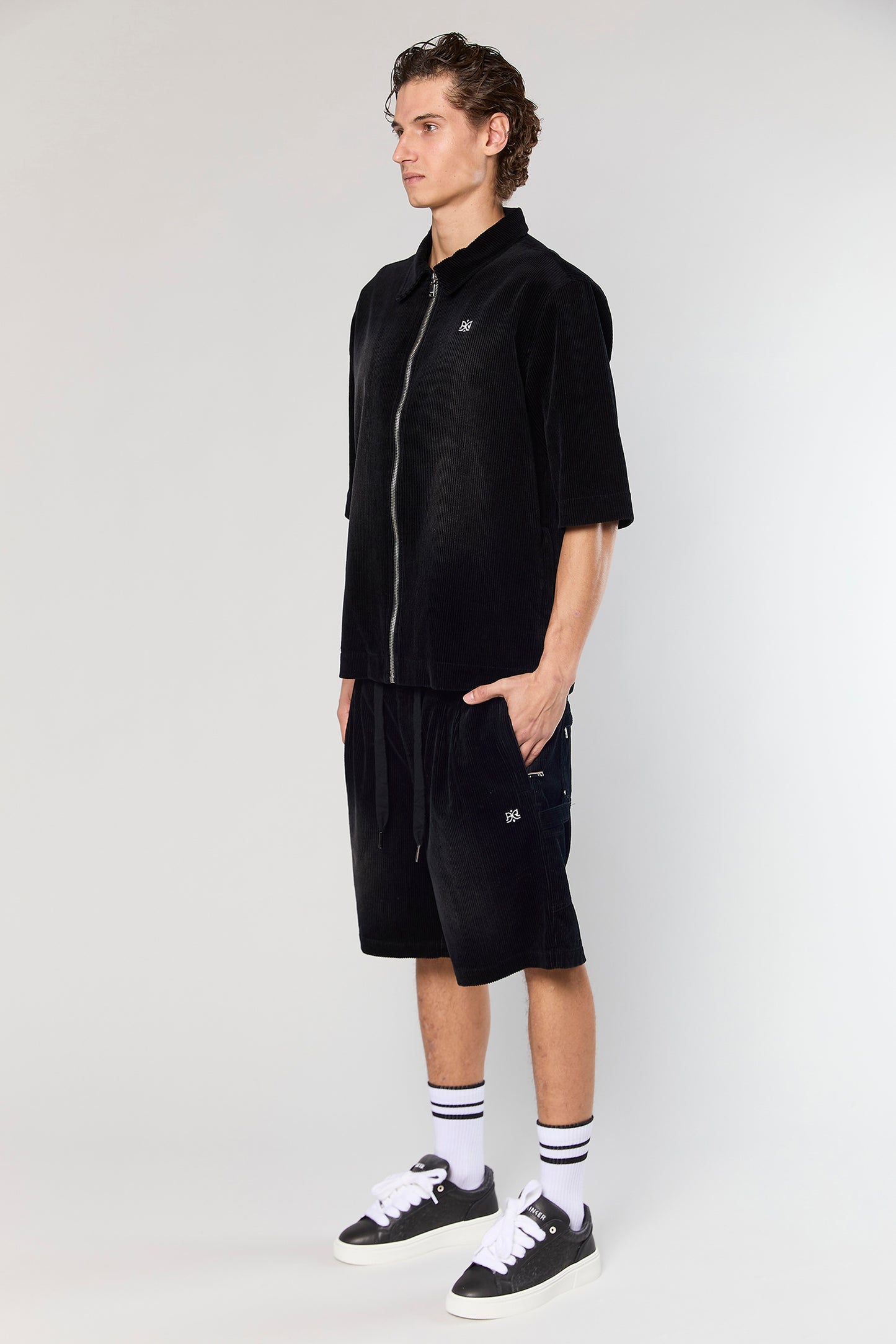 Wash Corduroy 708 Black Short Jacket