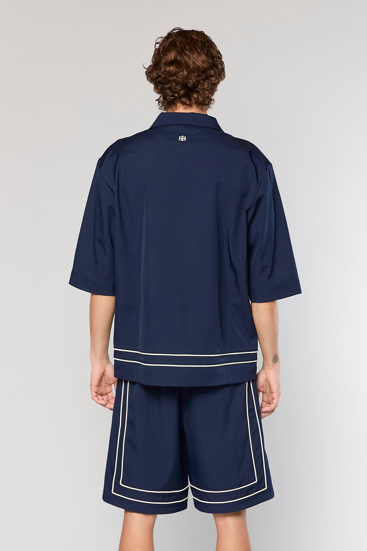 Tech 801 Navy Short Button Shirt