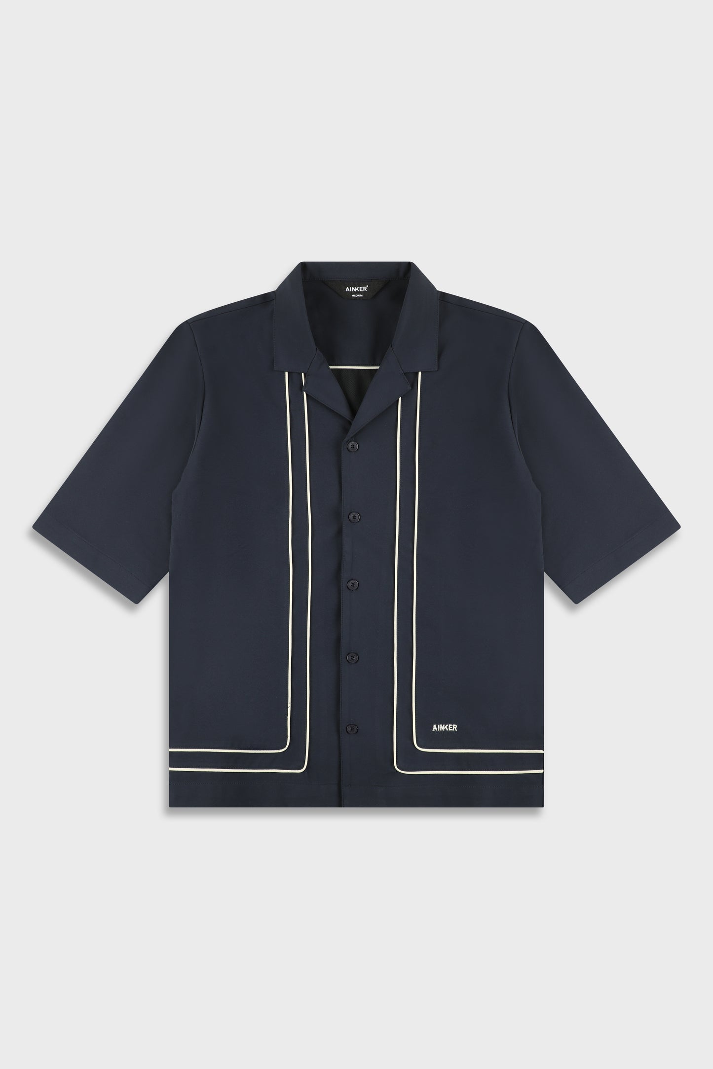 Tech 801 Navy Short Button Shirt