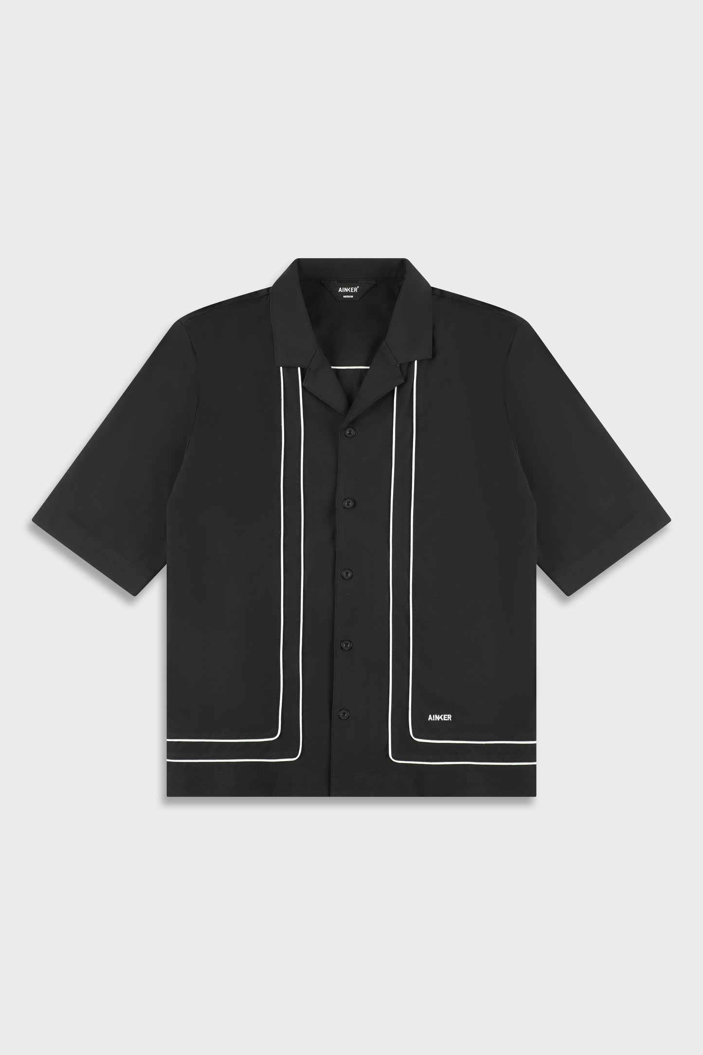 Tech 801 Black Short Button Shirt